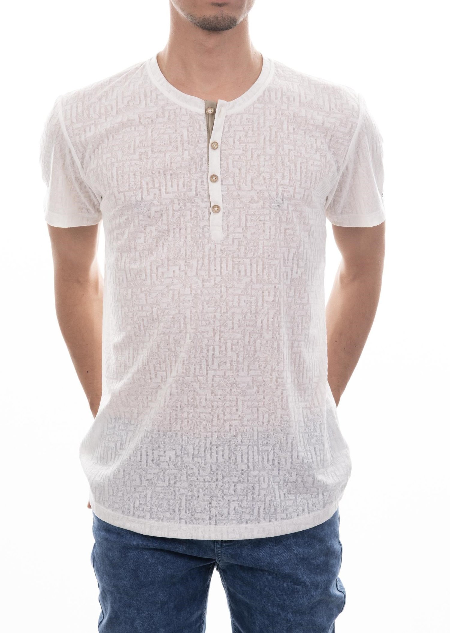 Kırık Beyaz Örme T-Shirt