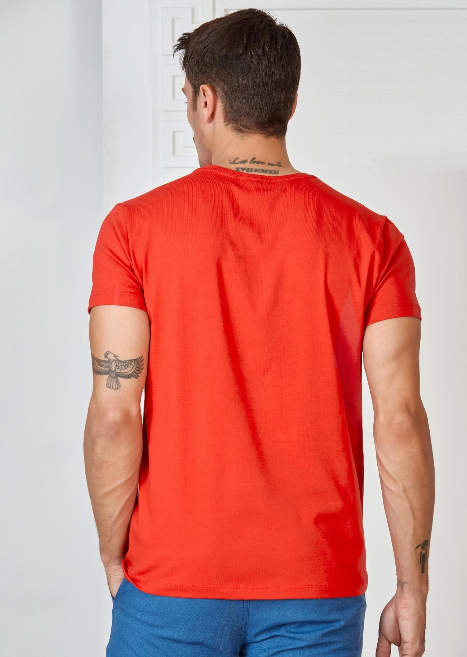 Kırmızı Basic V Yaka T-Shirt