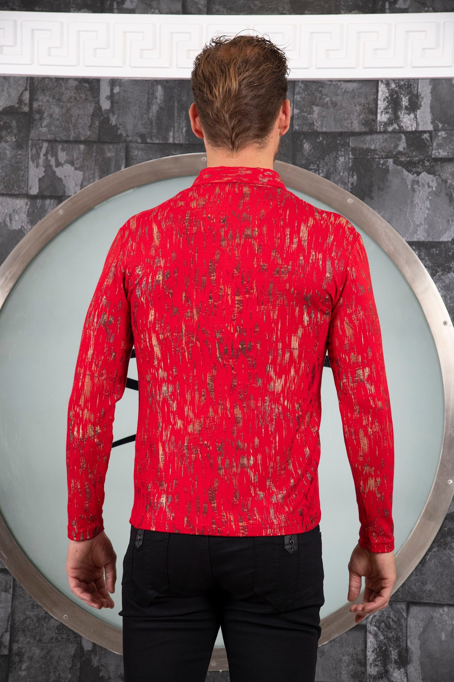 Kırmızı Gold Desenli Sweatshirt