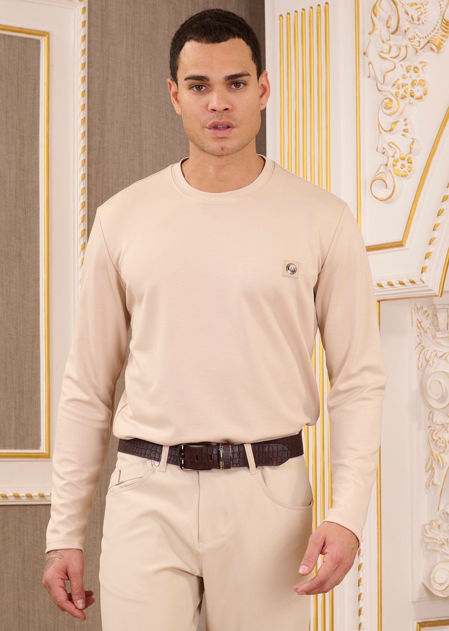 Krem Bisiklet Yaka Bi-Stretch Comfort Sweatshirt