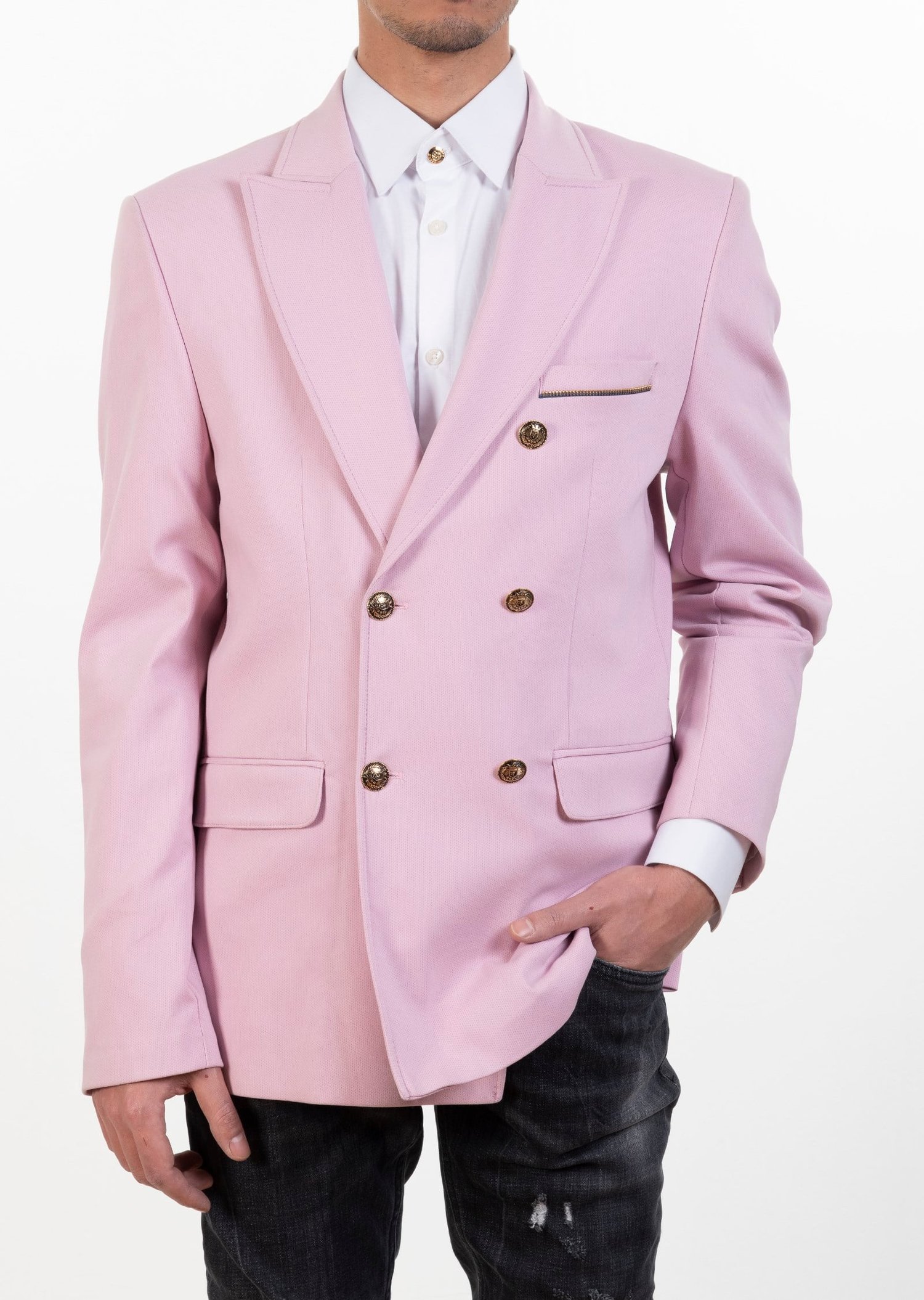 Kruvaze Pembe Ceket