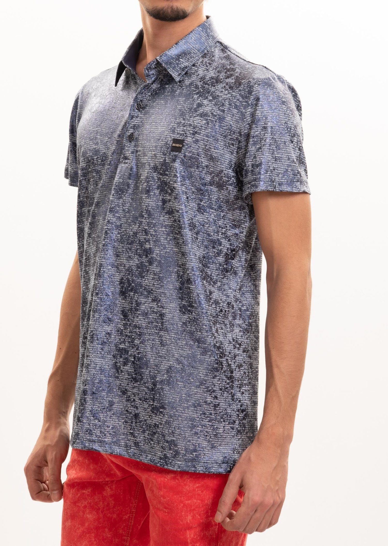 Lacivert Baskılı Polo Yaka T-Shirt