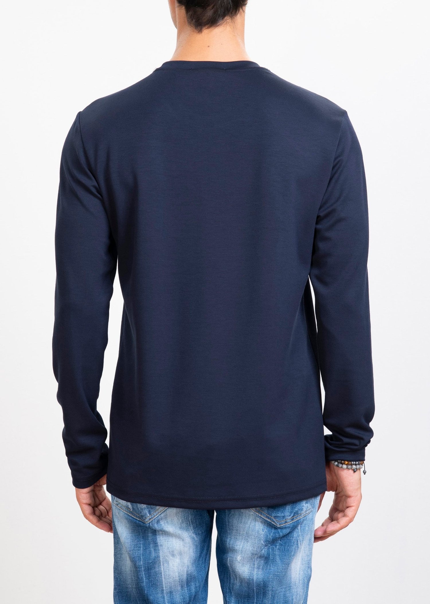 Lacivert Bisiklet Yaka Bi-Stretch Comfort Sweatshirt
