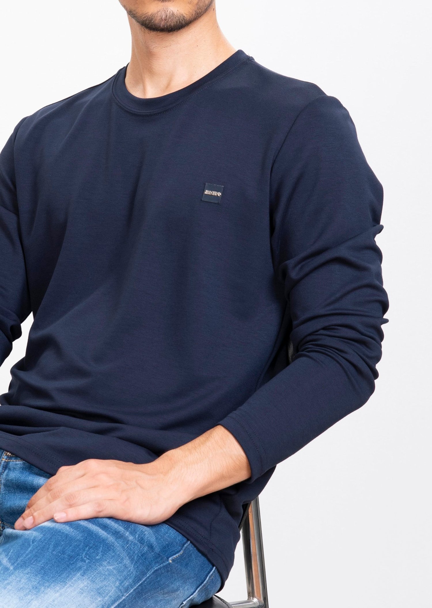 Lacivert Bisiklet Yaka Bi-Stretch Comfort Sweatshirt