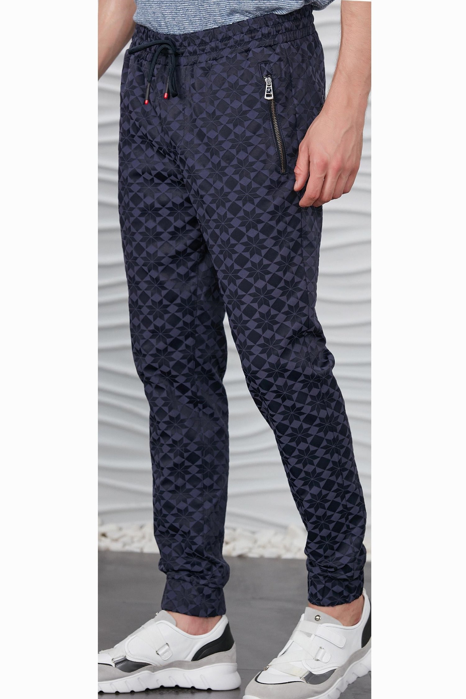 Lacivert Desenli Jogger Pantolon