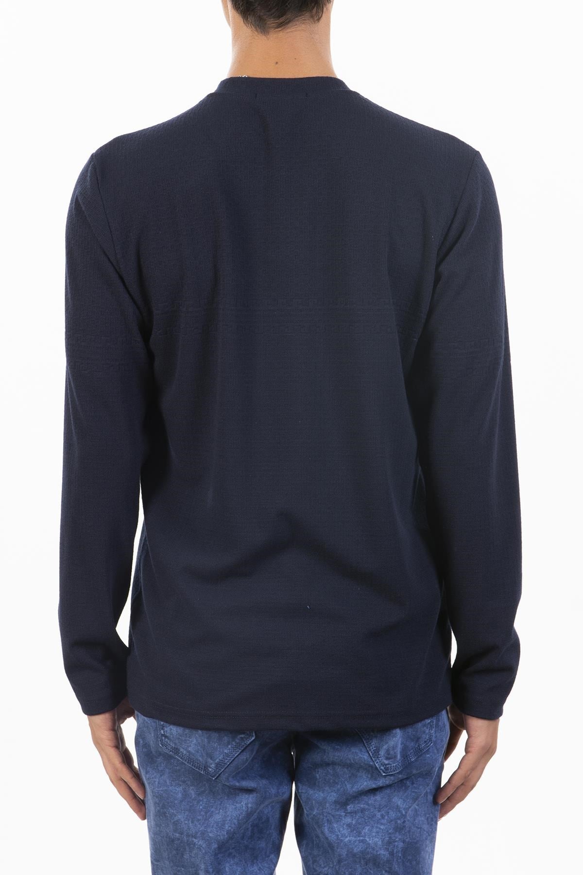 Lacivert Desenli Sweatshirt