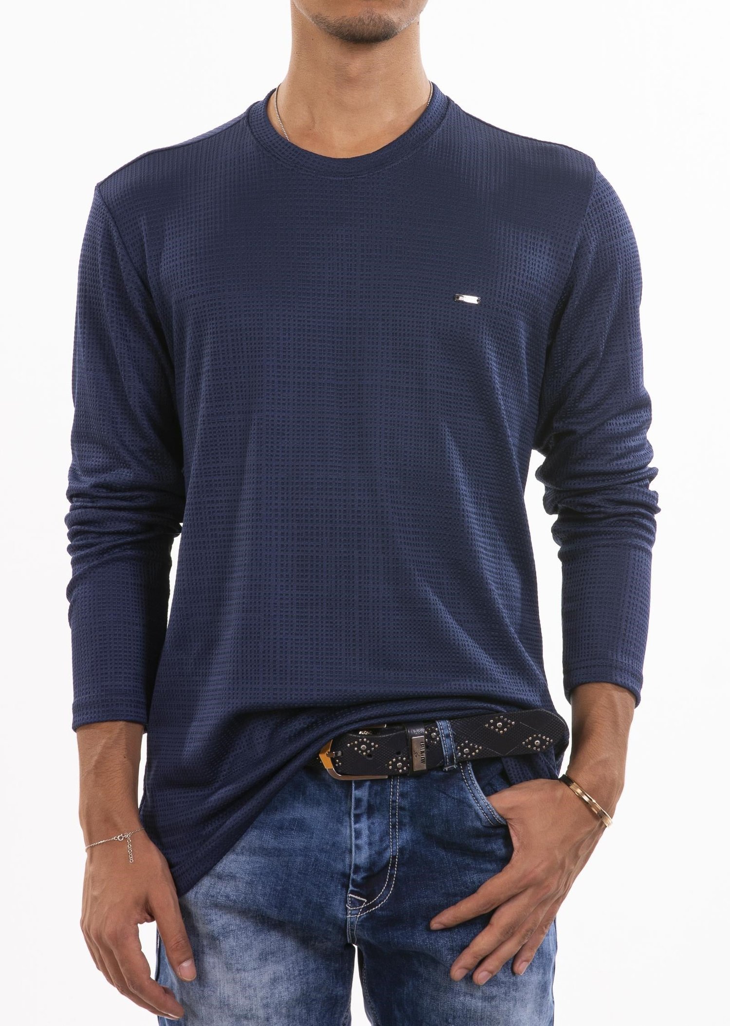 Lacivert Desenli Sweatshirt