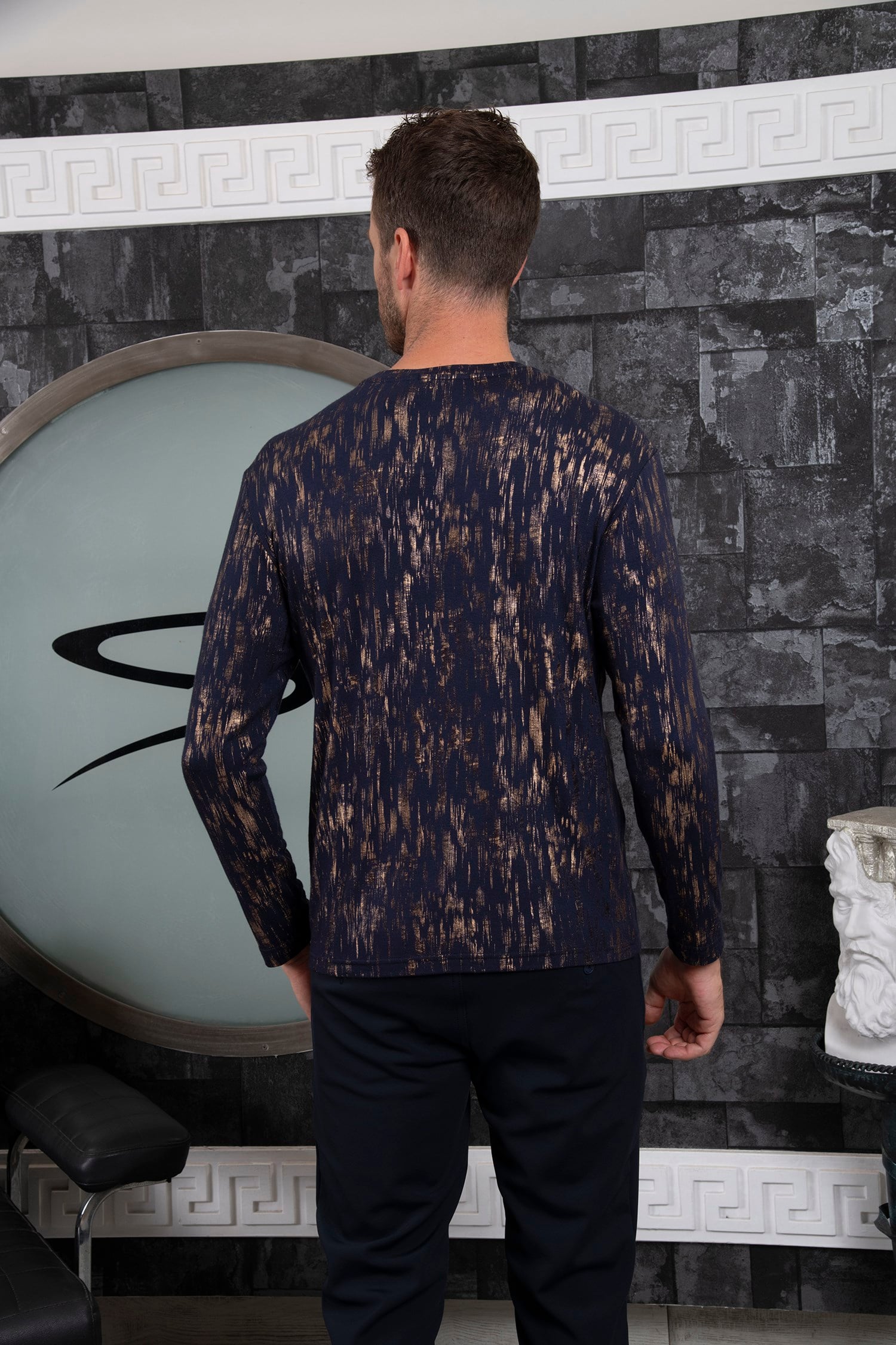 Lacivert Desenli Sweatshirt