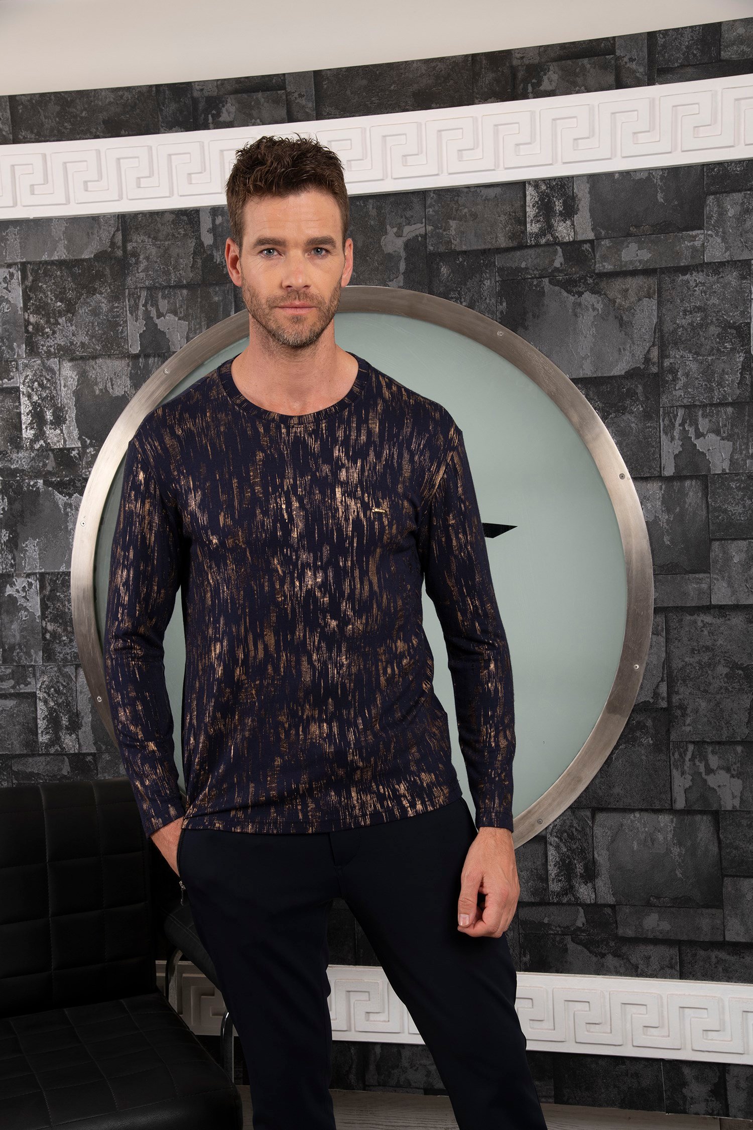 Lacivert Desenli Sweatshirt