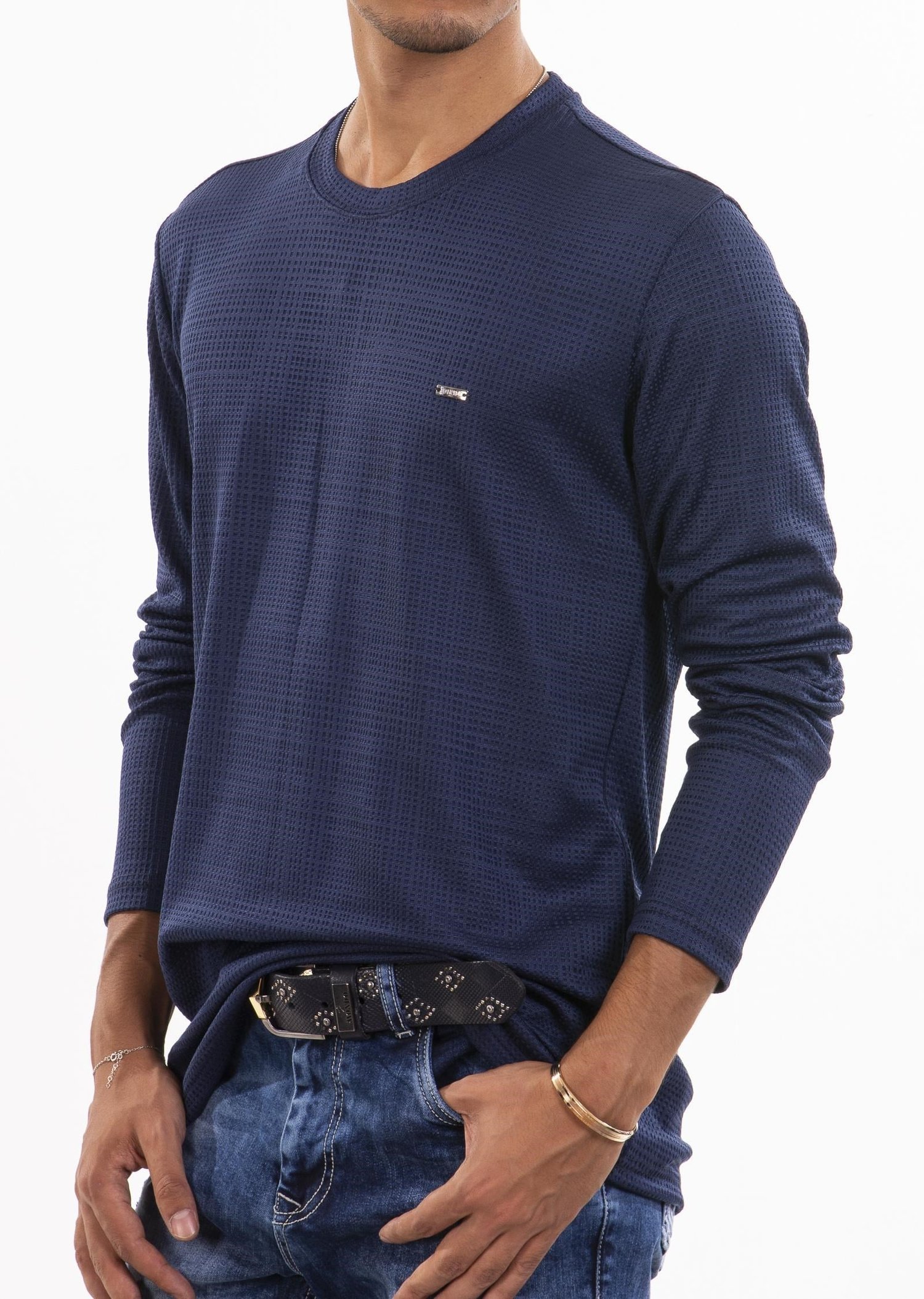Lacivert Desenli Sweatshirt