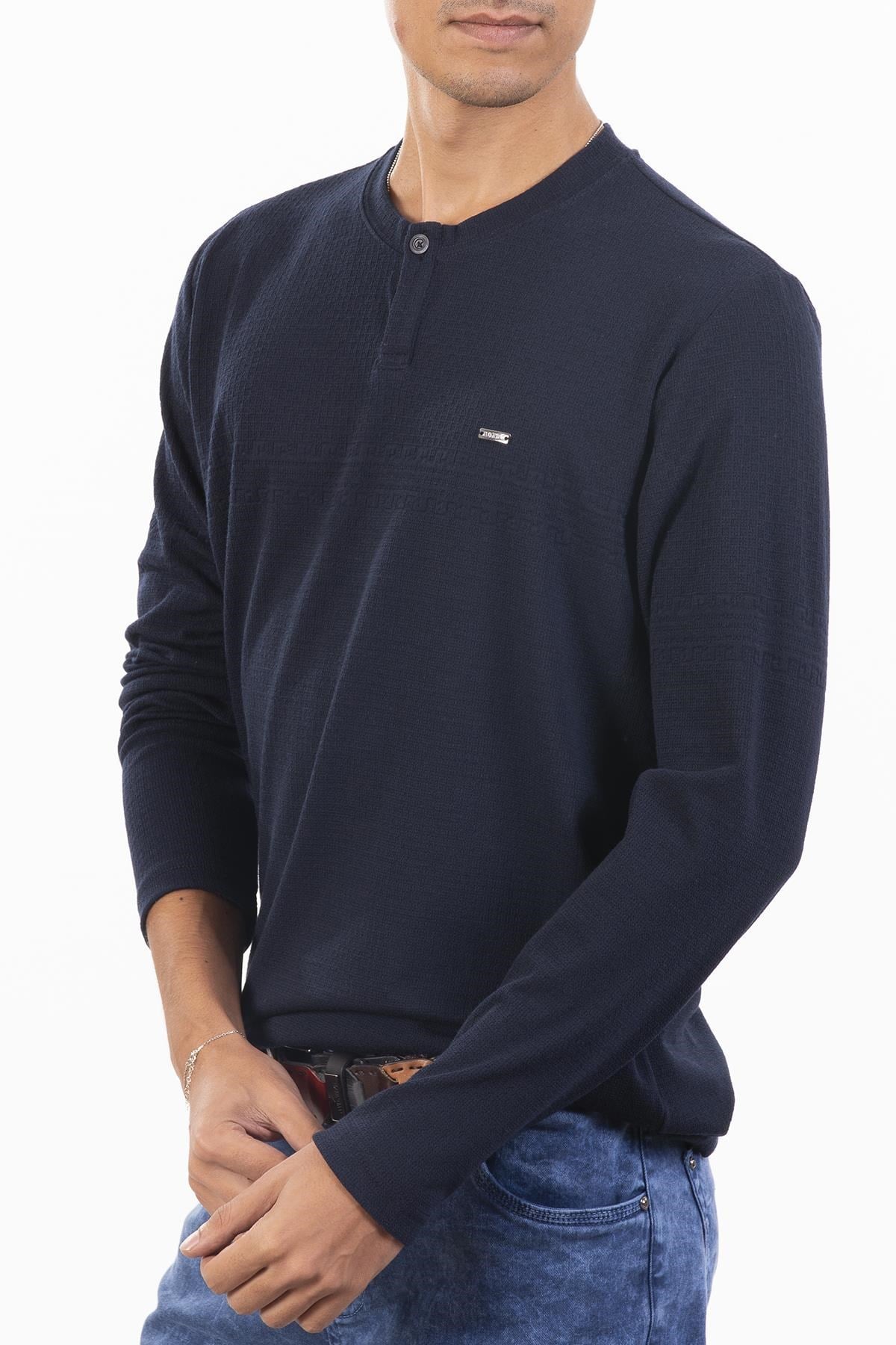 Lacivert Desenli Sweatshirt