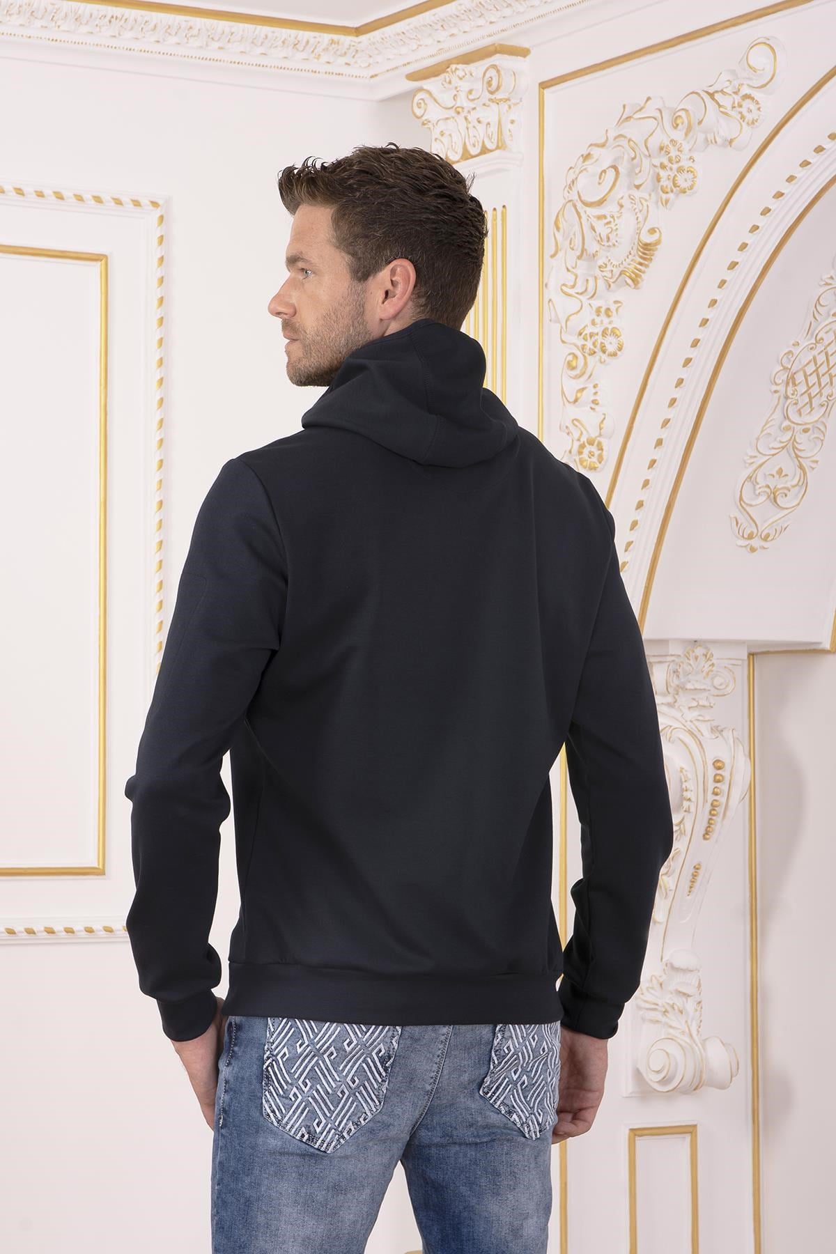 Lacivert Kapüşonlu Sweatshirt
