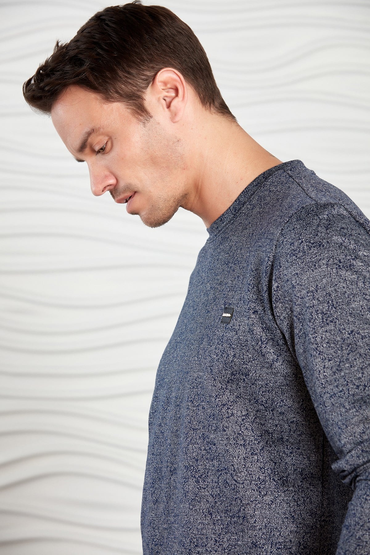 Lacivert Kırçıl Desenli Sweatshirt