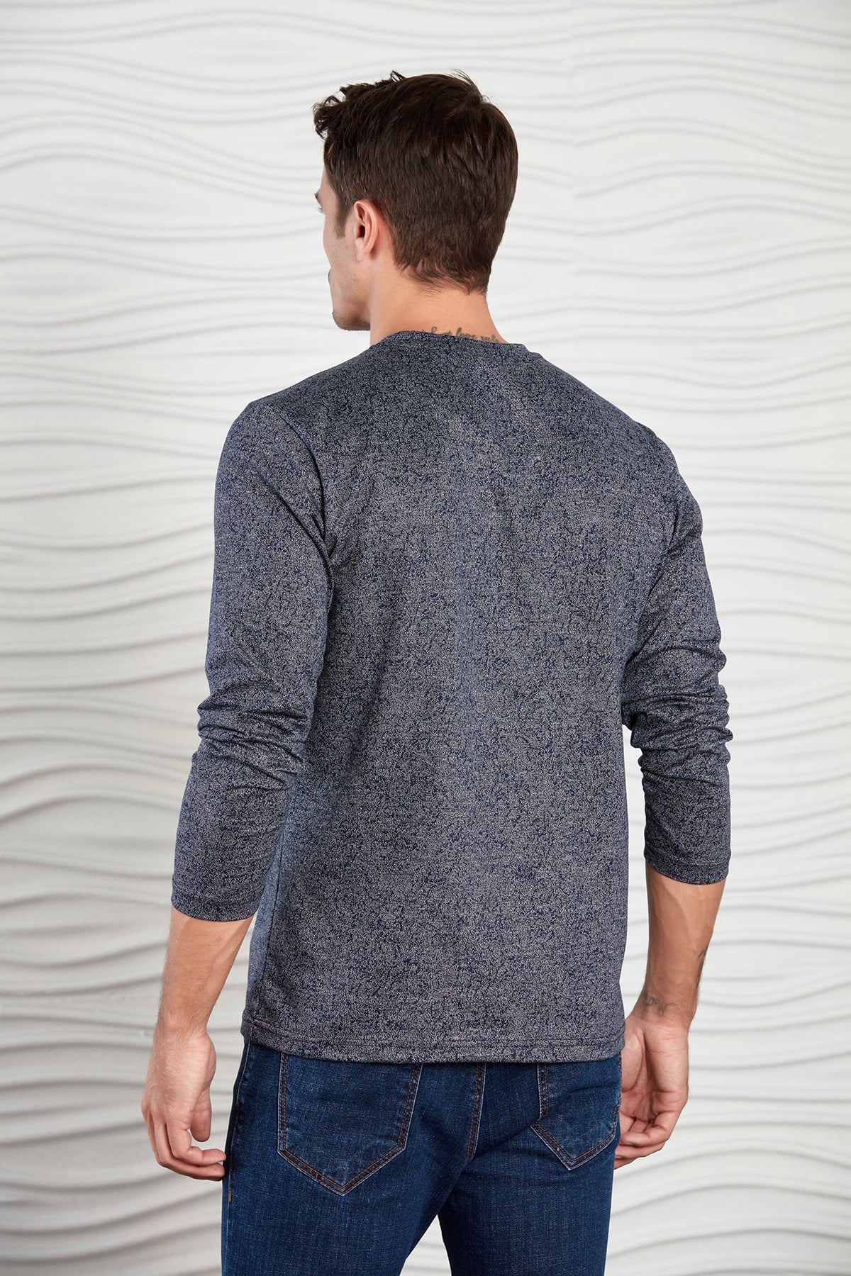 Lacivert Kırçıl Desenli Sweatshirt