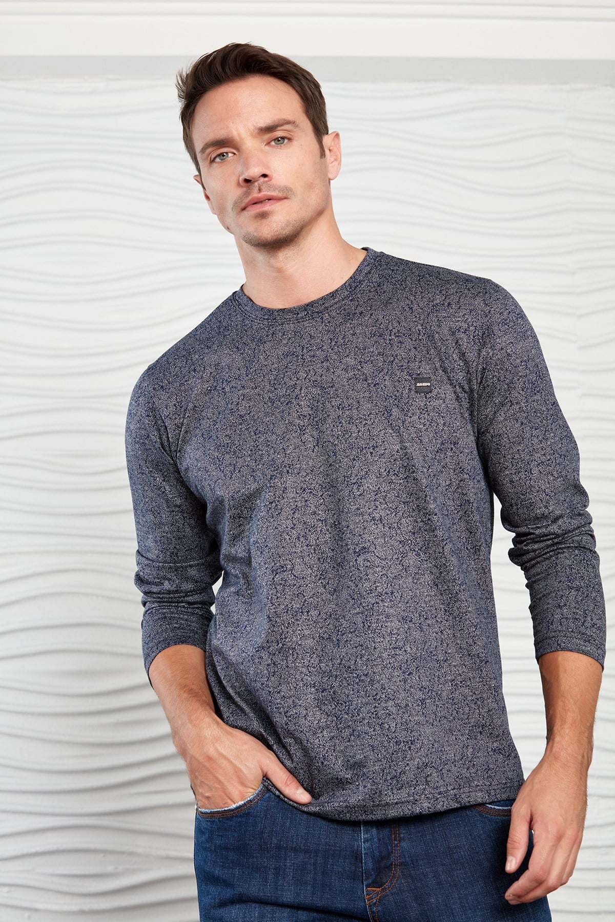 Lacivert Kırçıl Desenli Sweatshirt