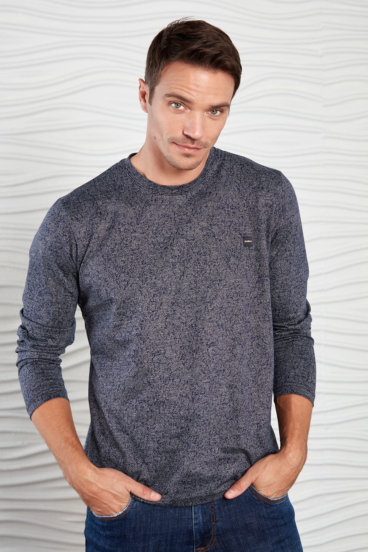 Lacivert Kırçıl Desenli Sweatshirt