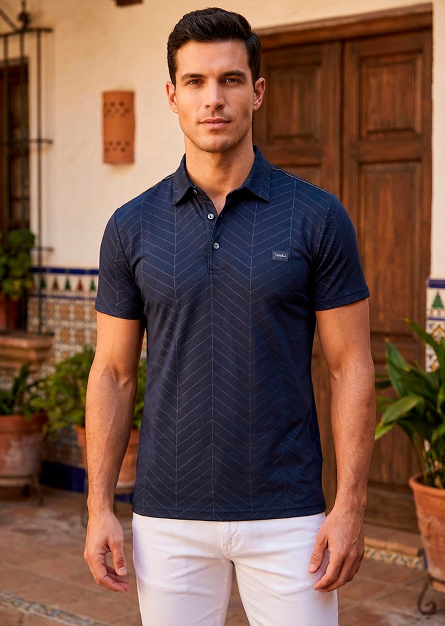 Lacivert Polo Yaka İnterlok Fermuar Detaylı T-Shirt