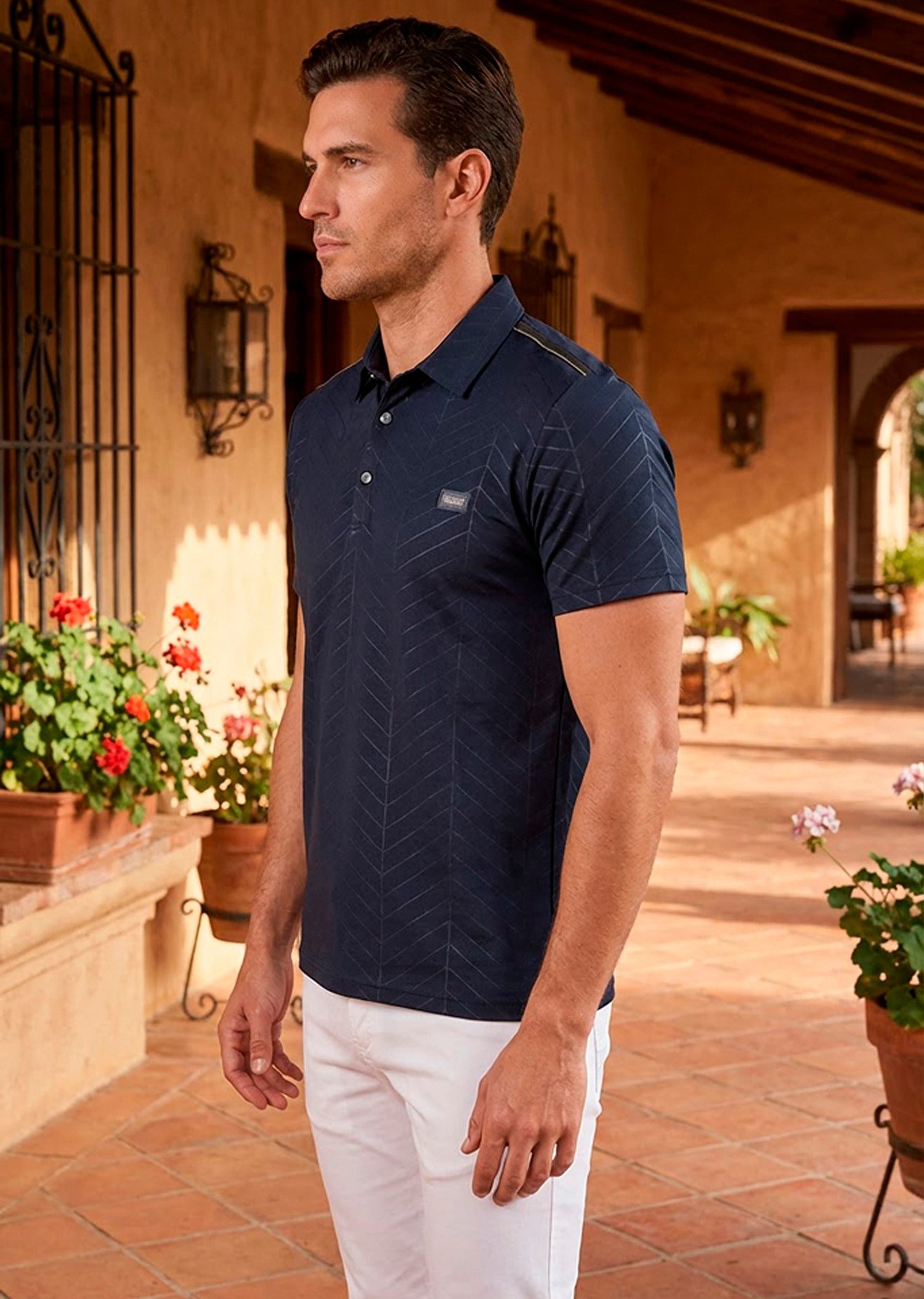 Lacivert Polo Yaka İnterlok Fermuar Detaylı T-Shirt