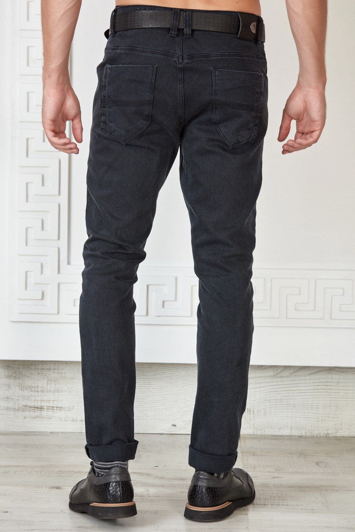 Lacivert Slim Fit Basic Yıkamalı Kumaş Jean