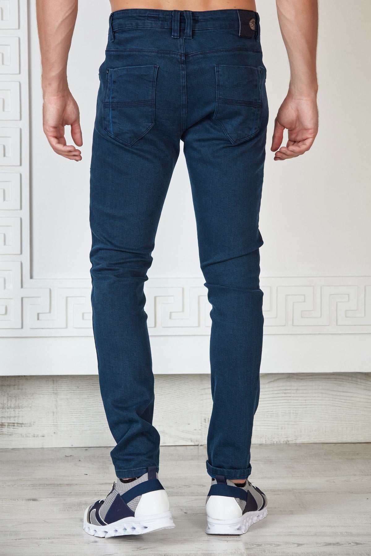 Lacivert Slim Fit Basic Yıkamalı Kumaş Jean
