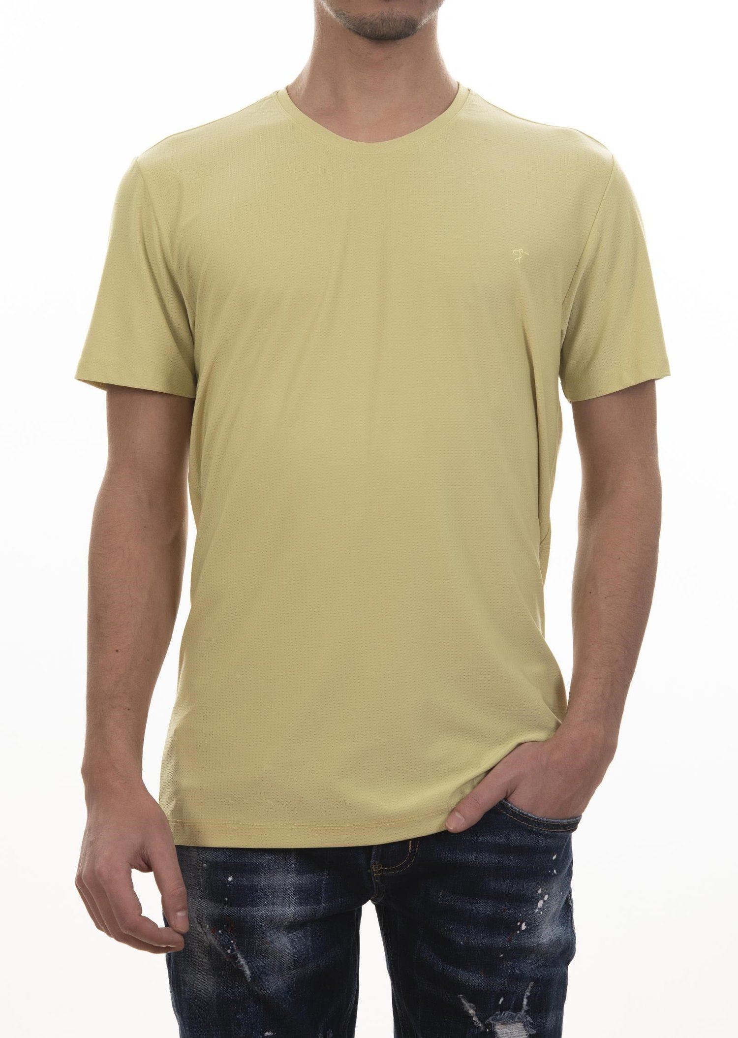 Logo Nakışlı Fıstık Yeşili Basic T-Shirt