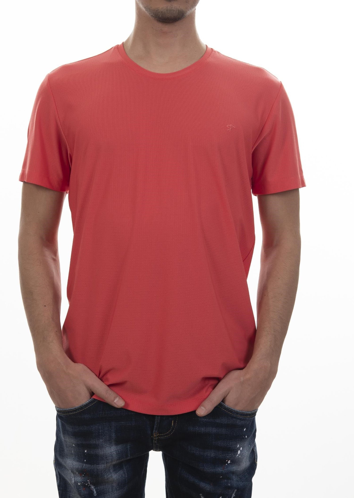 Logo Nakışlı Kırmızı Basic T-Shirt