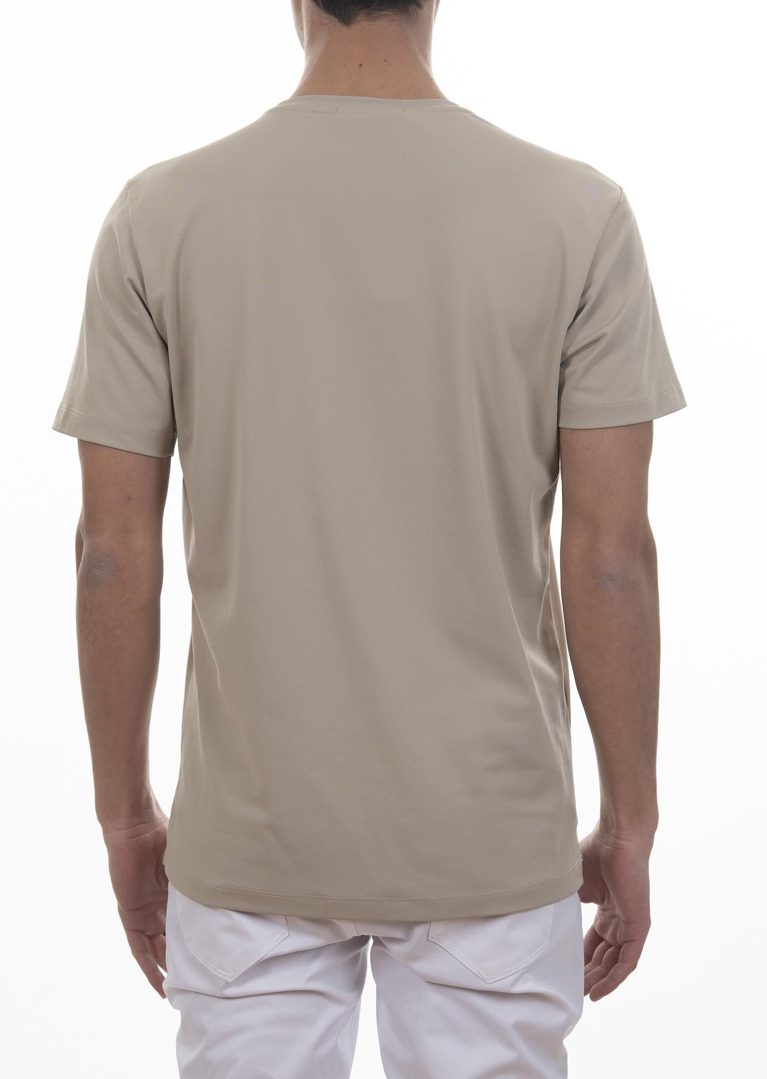 Logo Nakışlı Koyu Bej Basic T-Shirt