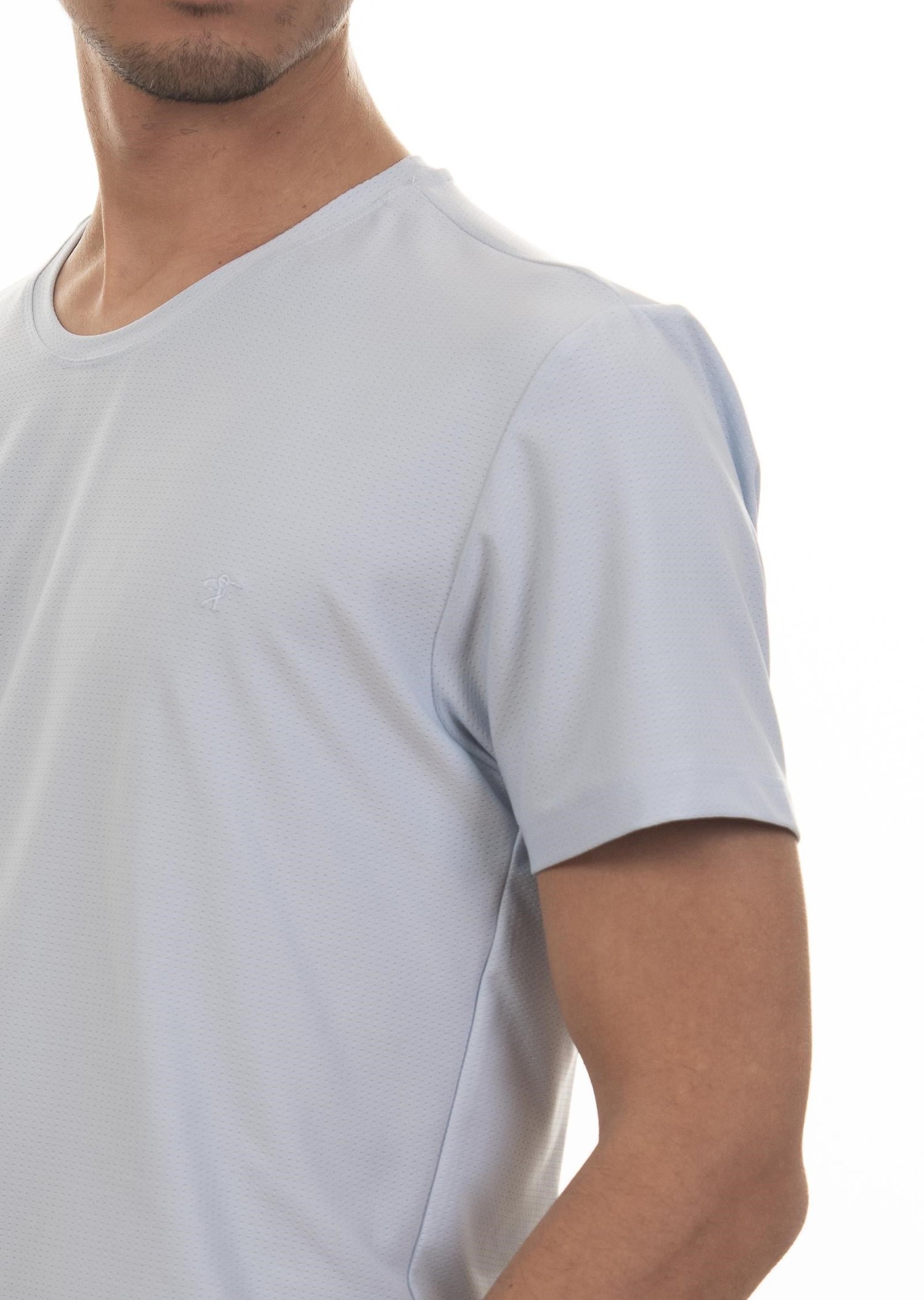 Logo Nakışlı Mavi Basic T-Shirt