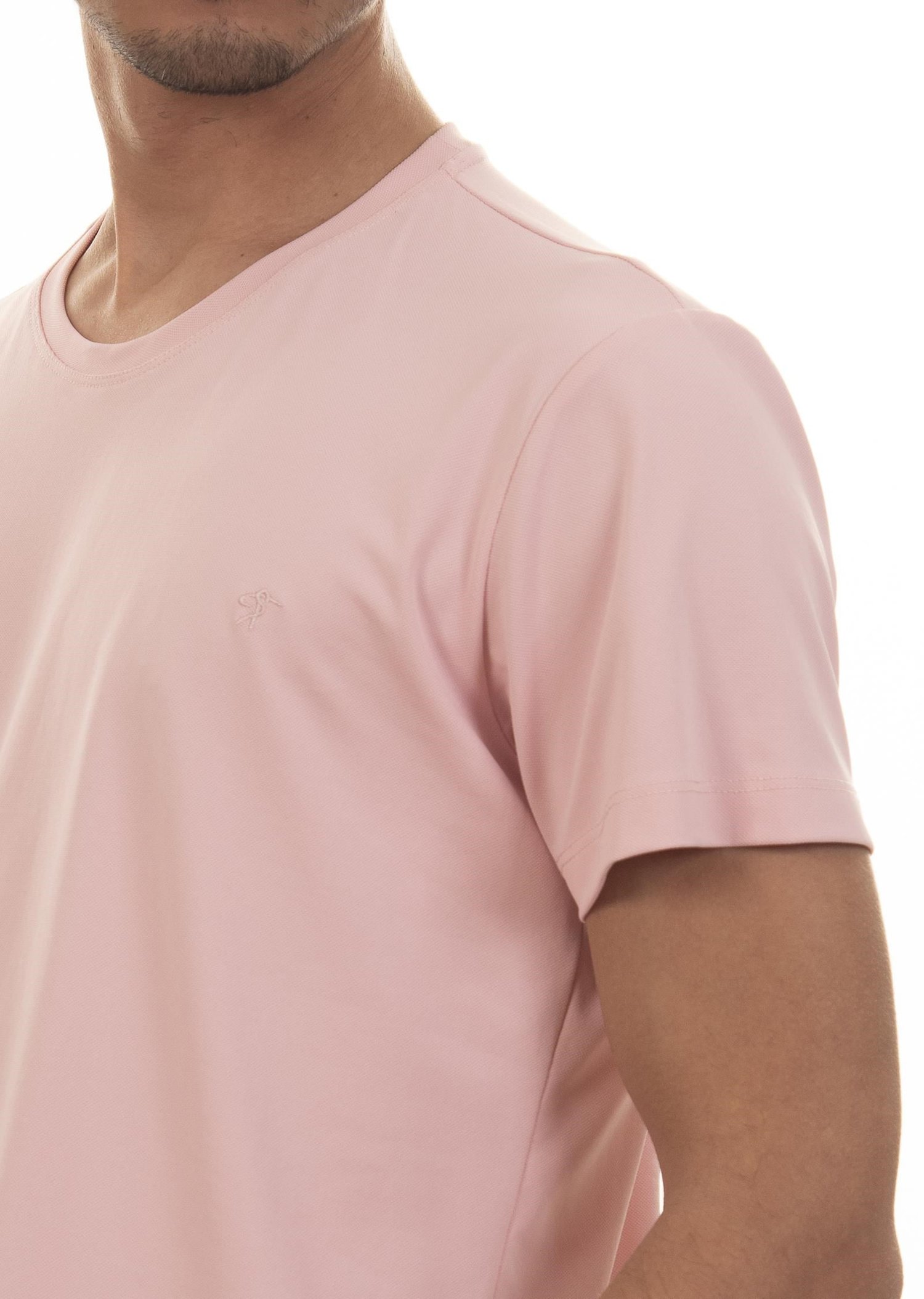 Logo Nakışlı Pembe Basic T-Shirt