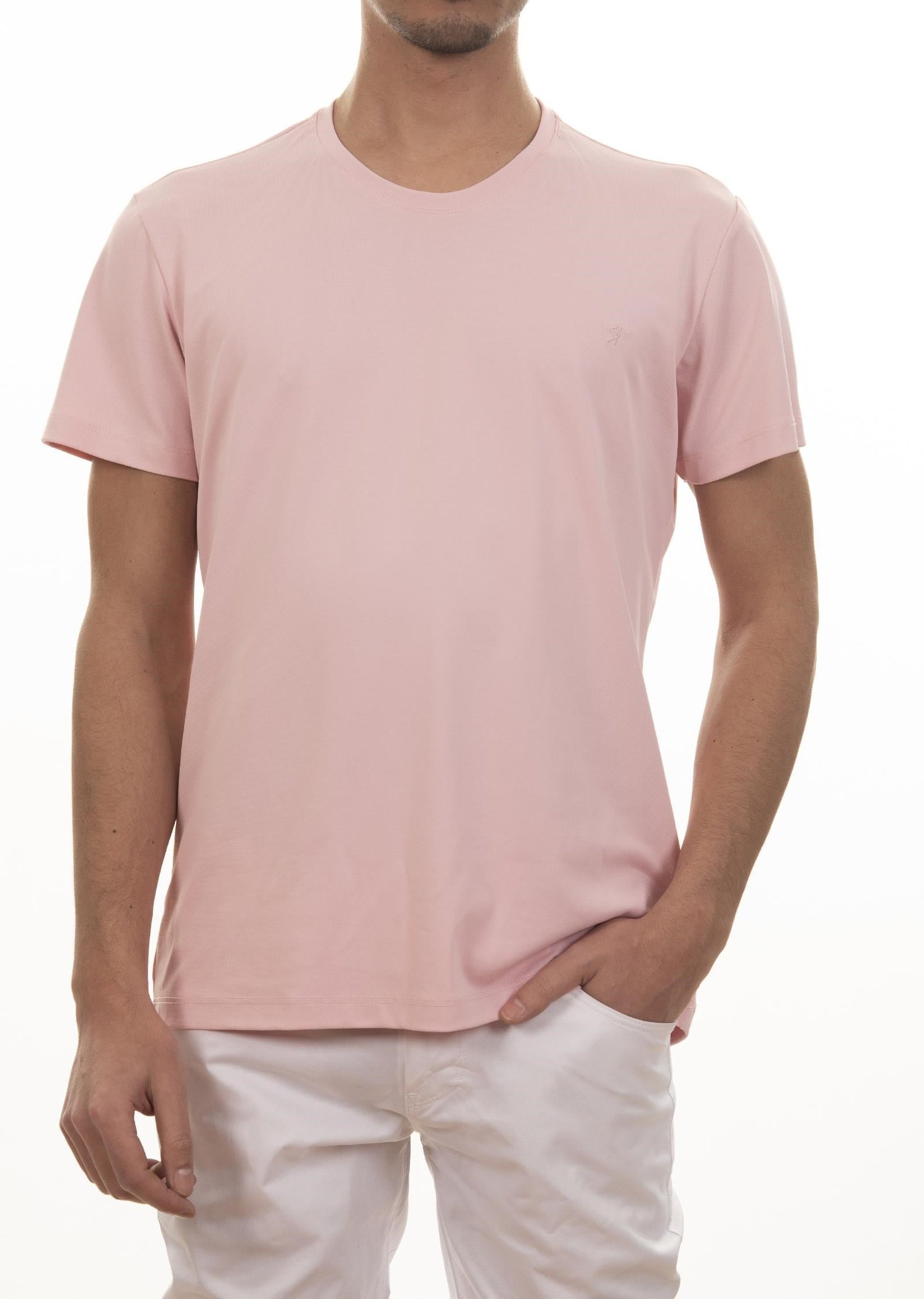 Logo Nakışlı Pembe Basic T-Shirt