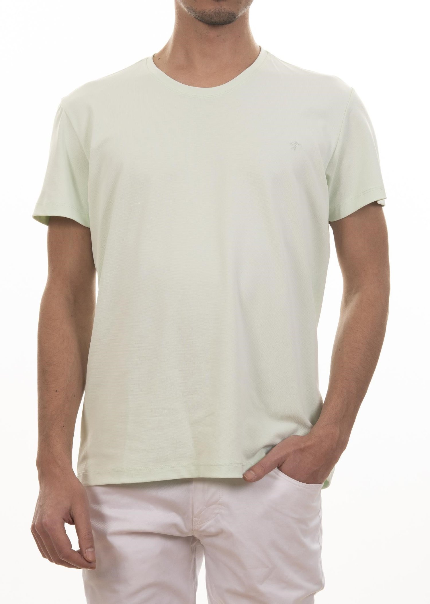 Logo Nakışlı Su Yeşili Basic T-Shirt