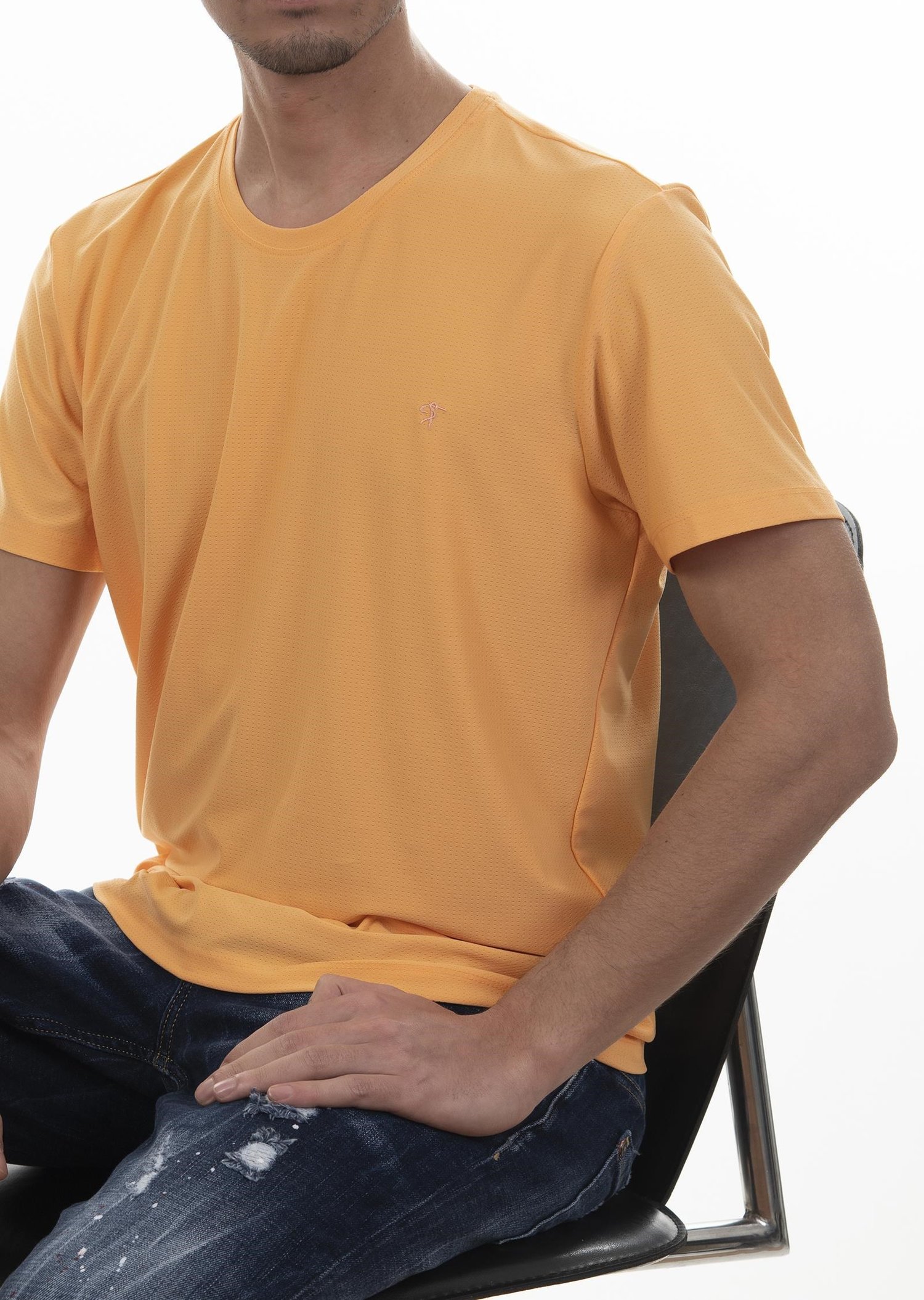 Logo Nakışlı Turuncu Basic T-Shirt