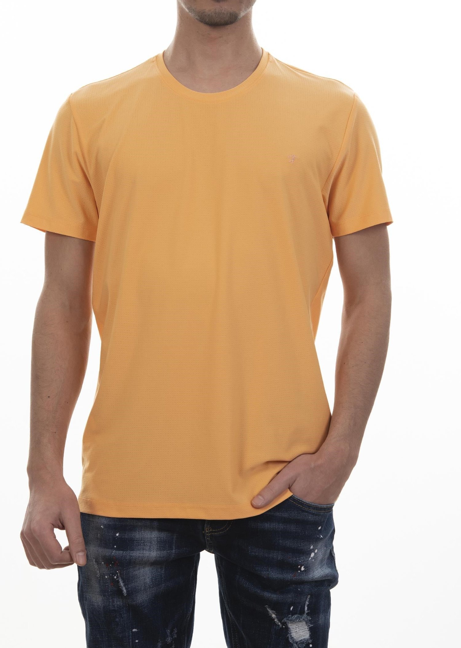 Logo Nakışlı Turuncu Basic T-Shirt