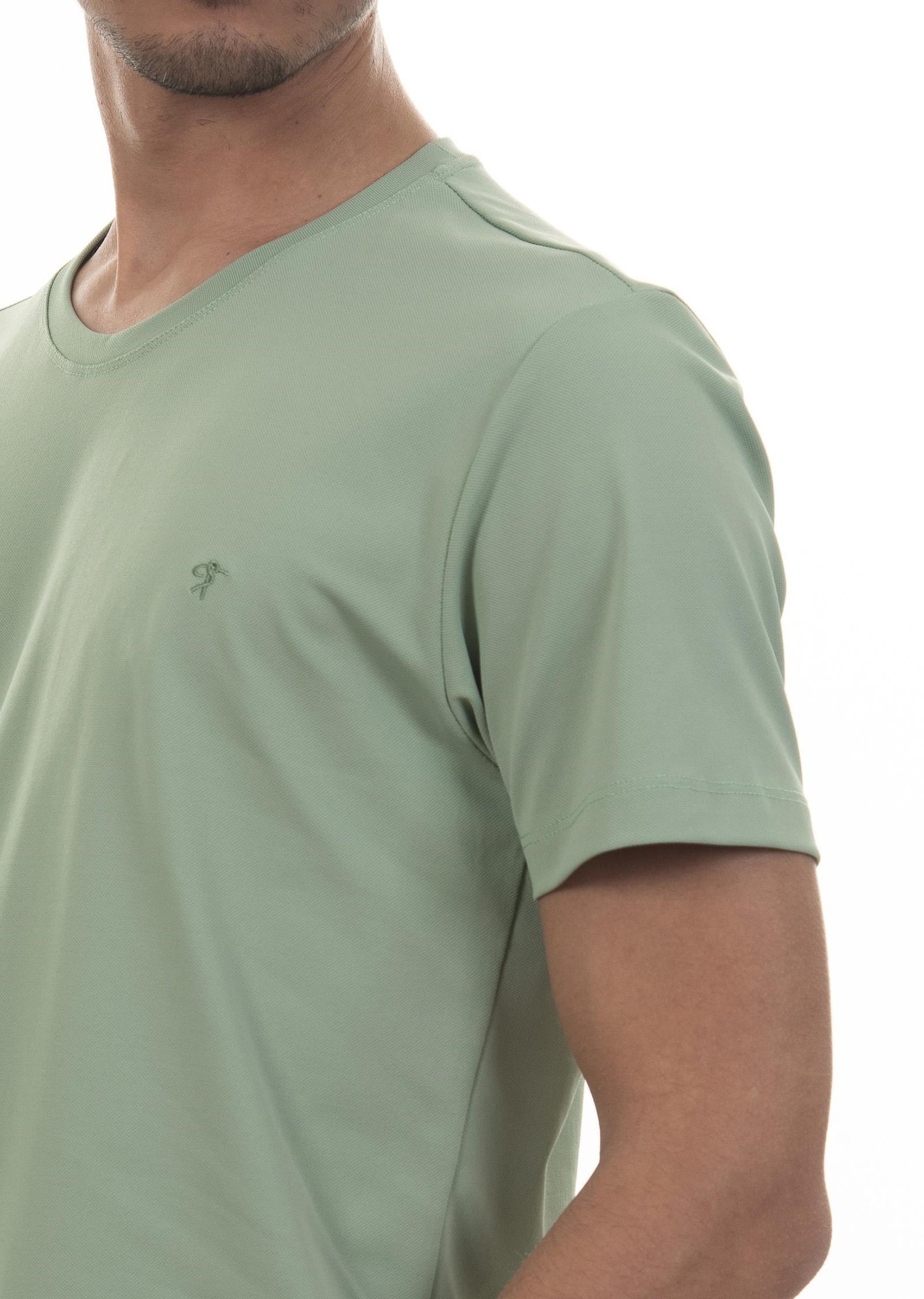 Logo Nakışlı Yeşil Basic T-Shirt