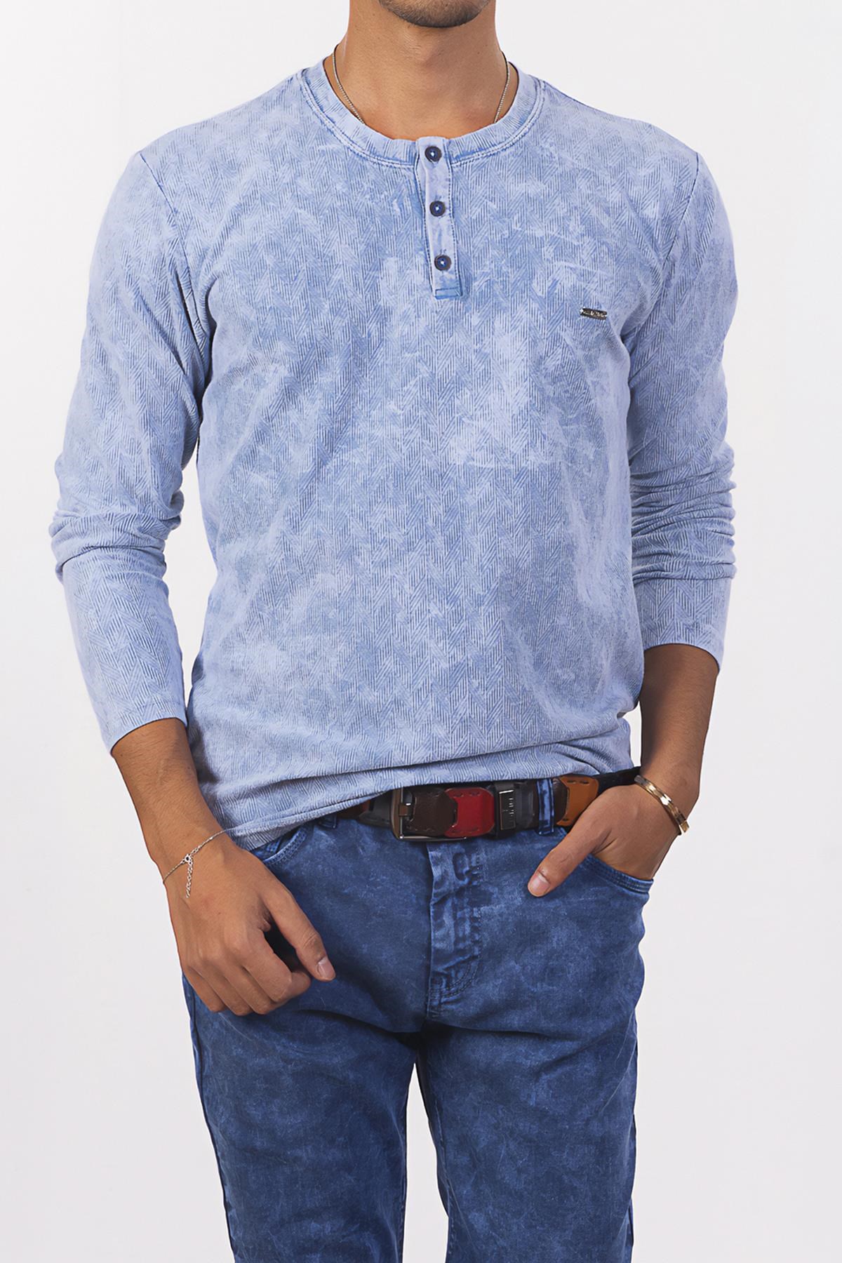 Mavi Desenli Sweatshirt