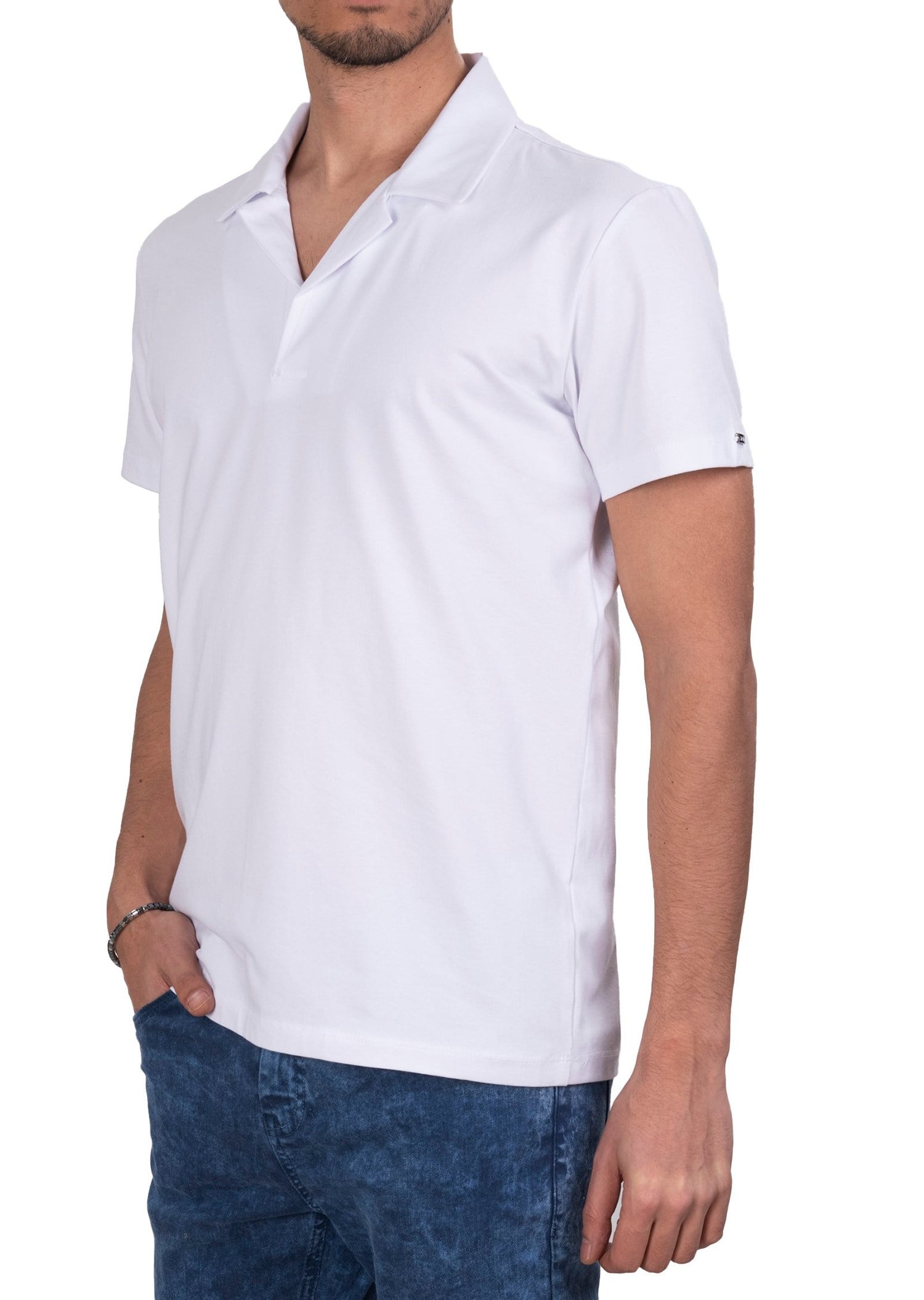 Mondo Beyaz Düğmesiz Polo Yaka T-Shirt