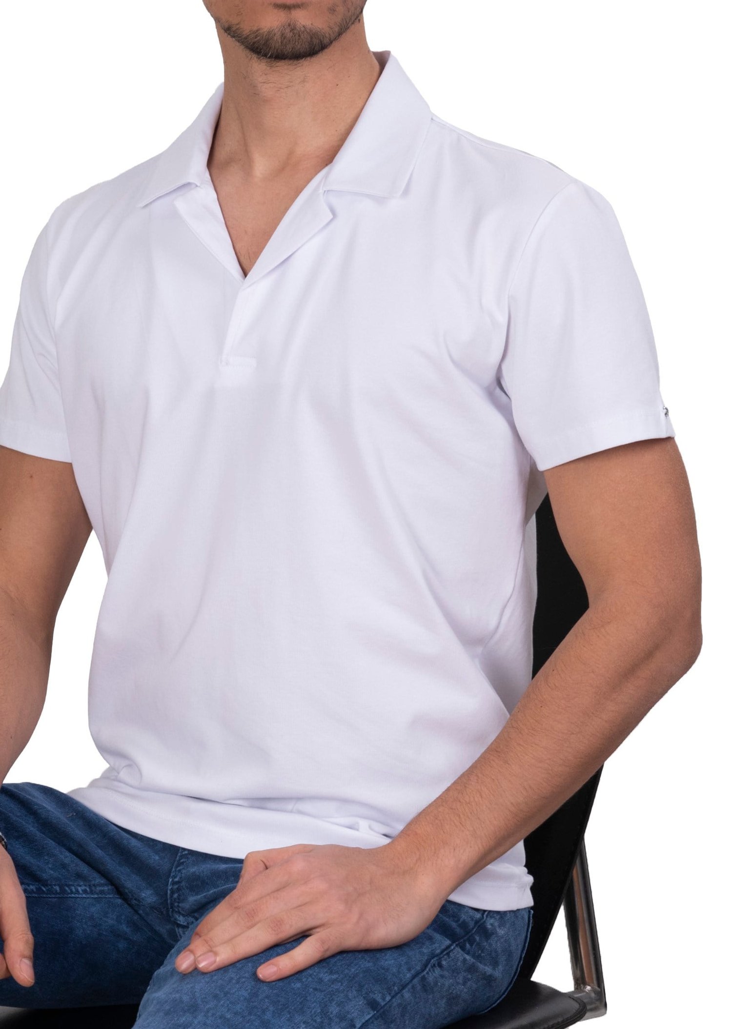 Mondo Beyaz Düğmesiz Polo Yaka T-Shirt