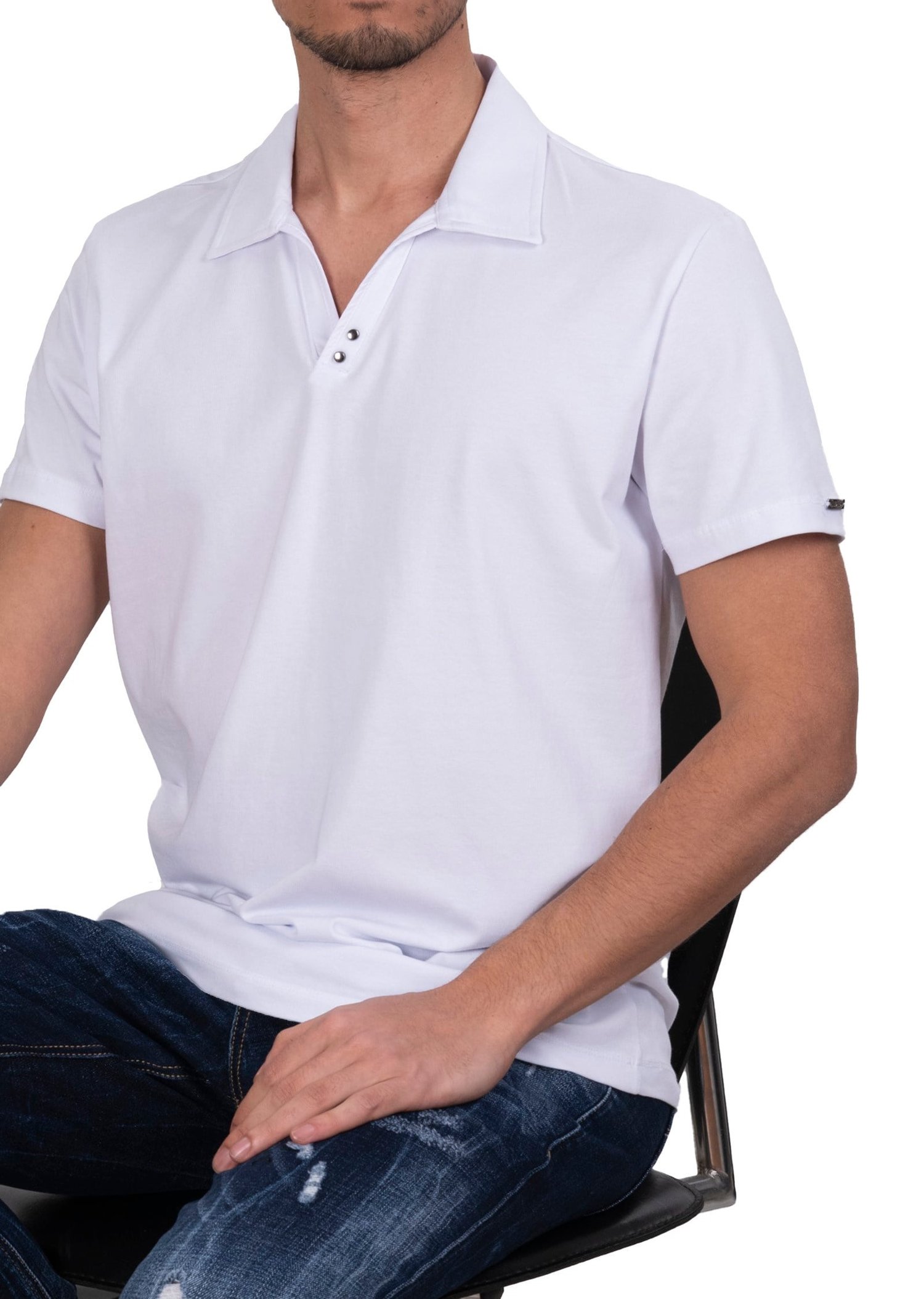 Mondo Beyaz Düğmesiz Polo Yaka T-shirt