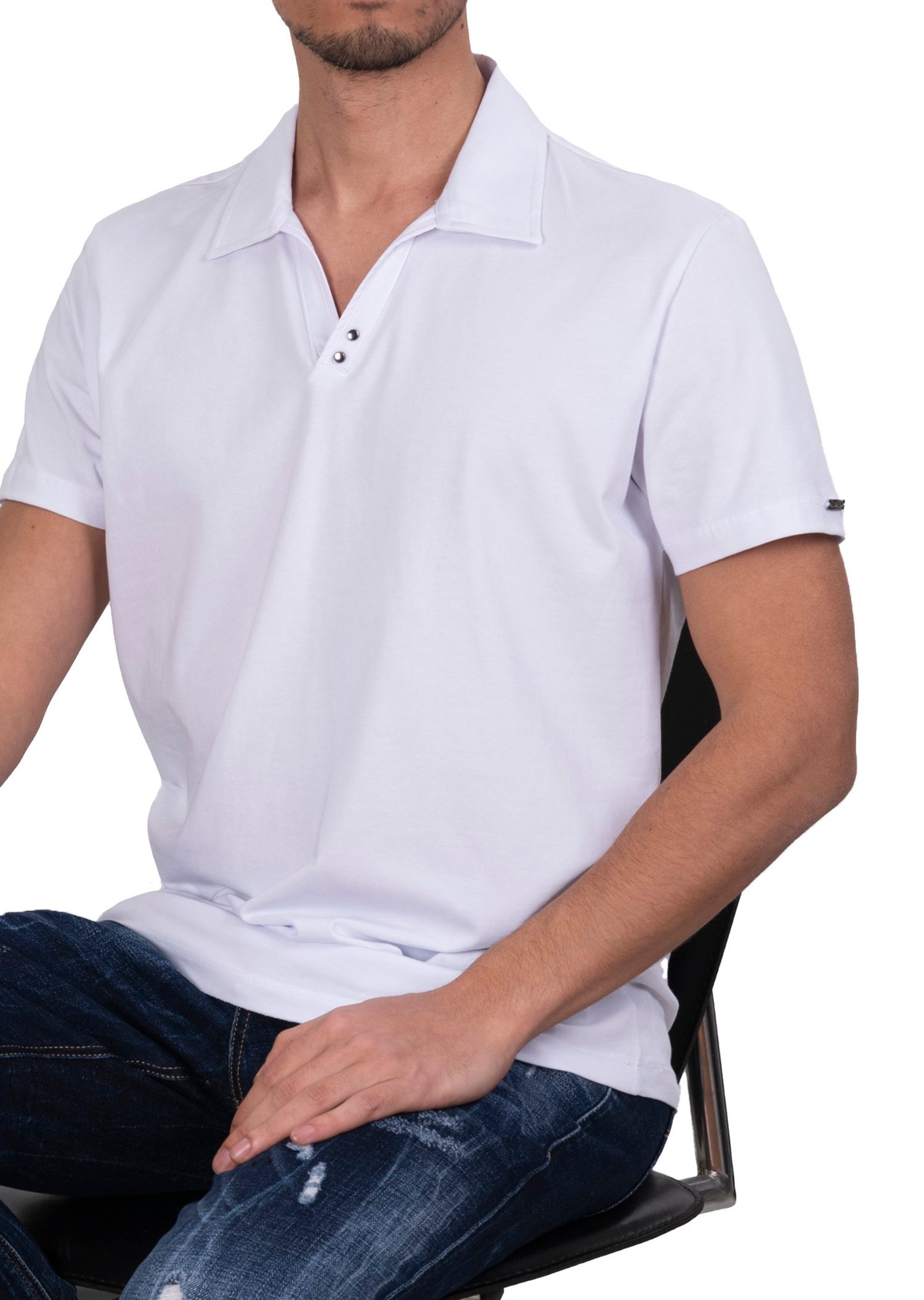 Mondo Beyaz Düğmesiz Polo Yaka T-shirt