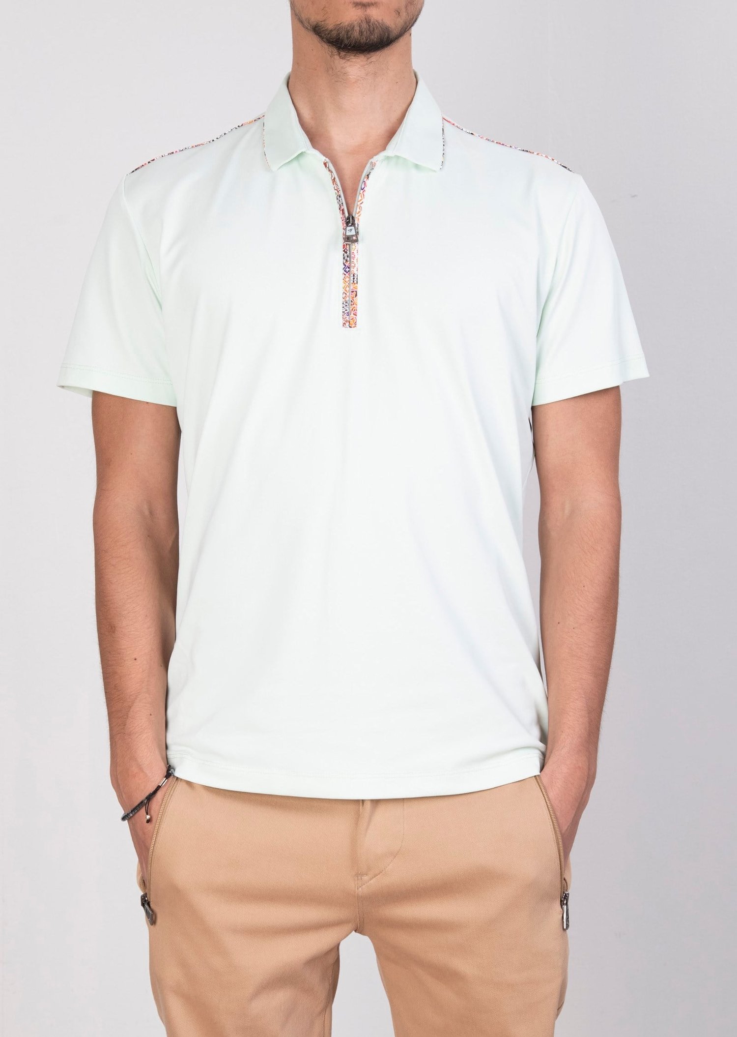 Mondo Fermuarlı Açık Yeşil Polo Yaka T-Shirt