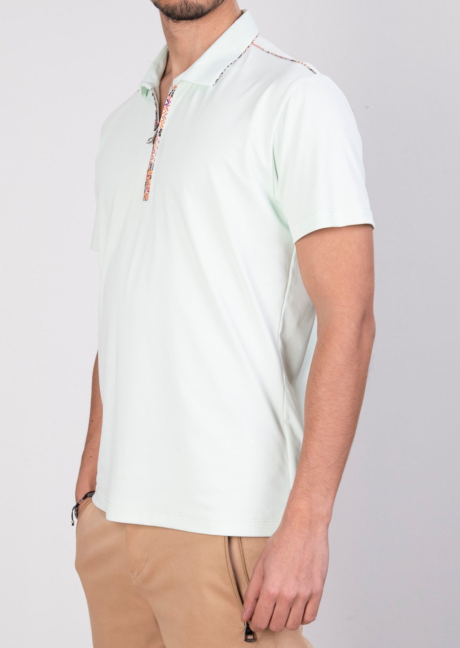 Mondo Fermuarlı Açık Yeşil Polo Yaka T-Shirt