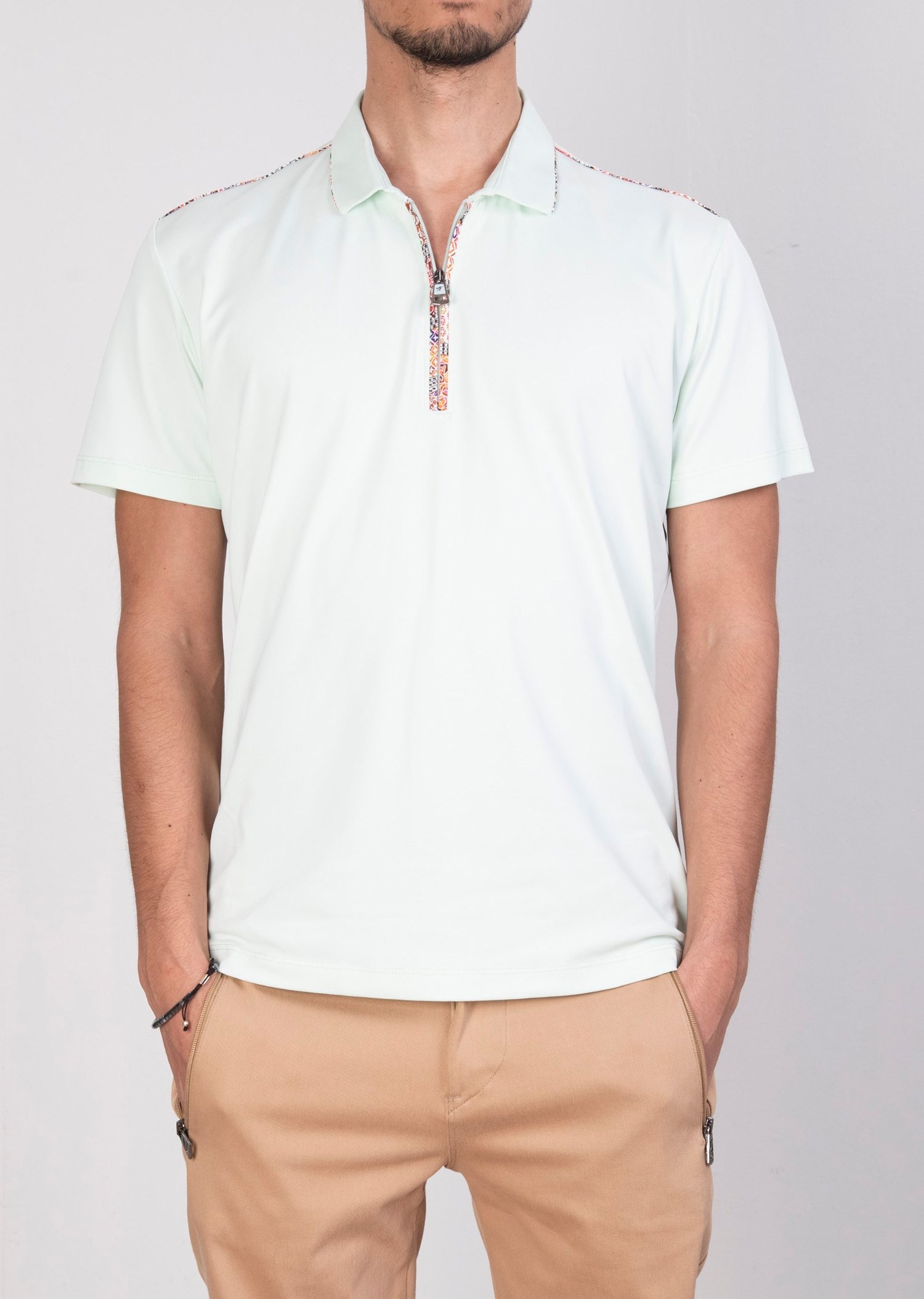 Mondo Fermuarlı Açık Yeşil Polo Yaka T-Shirt