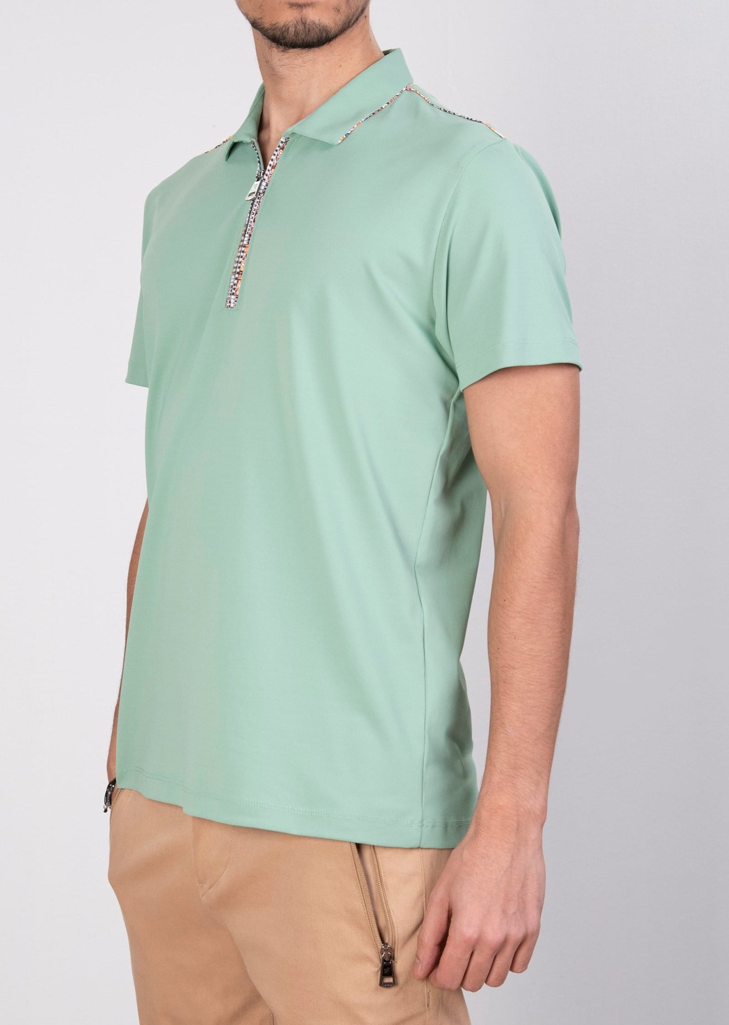 Mondo Fermuarlı Mint Polo Yaka T-Shirt
