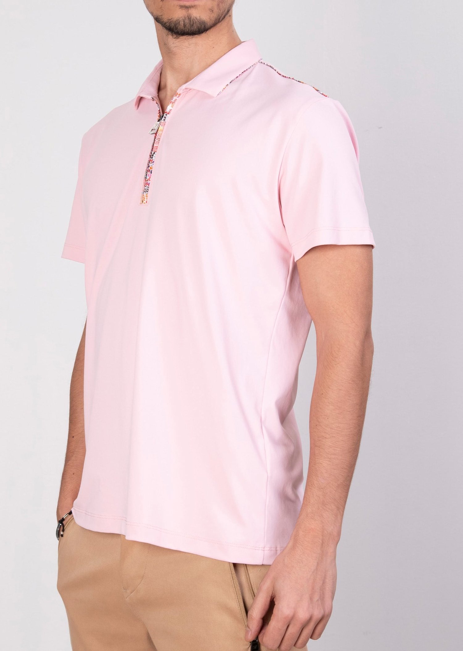 Mondo Fermuarlı Pembe Polo Yaka T-Shirt