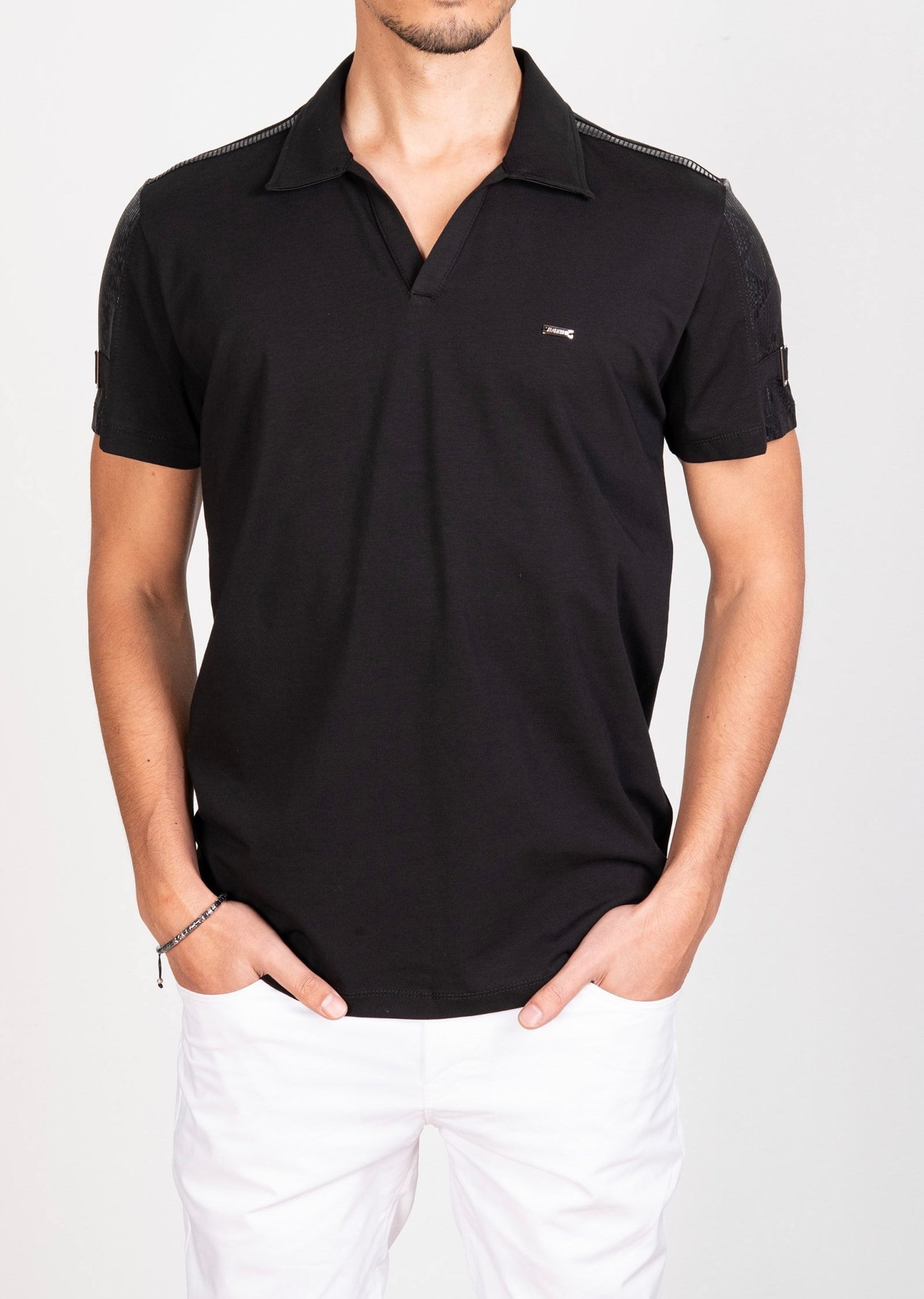 Mondo Gümüş Metal Detaylı Garnili Polo Yaka T-shirt