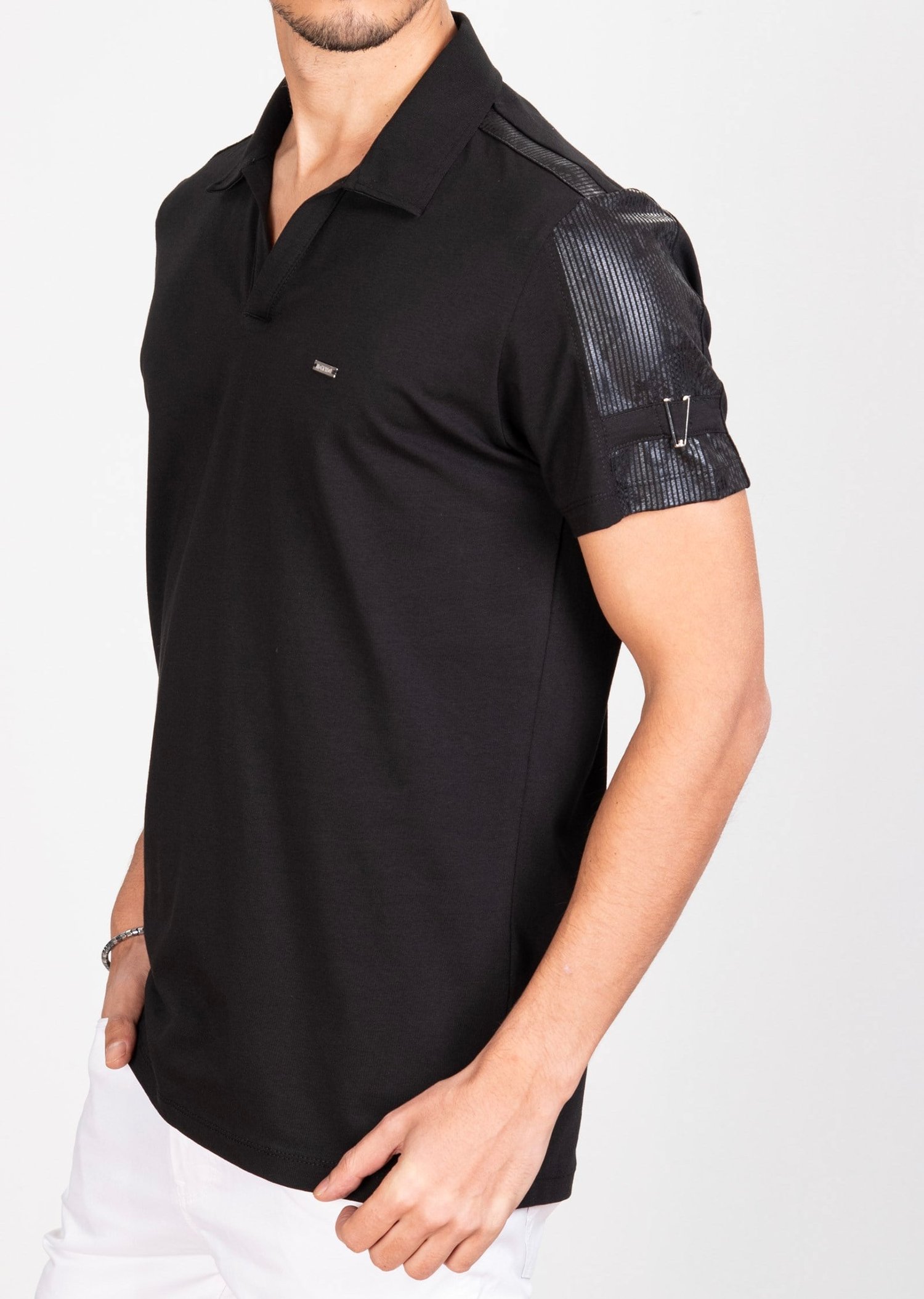 Mondo Gümüş Metal Detaylı Garnili Polo Yaka T-shirt