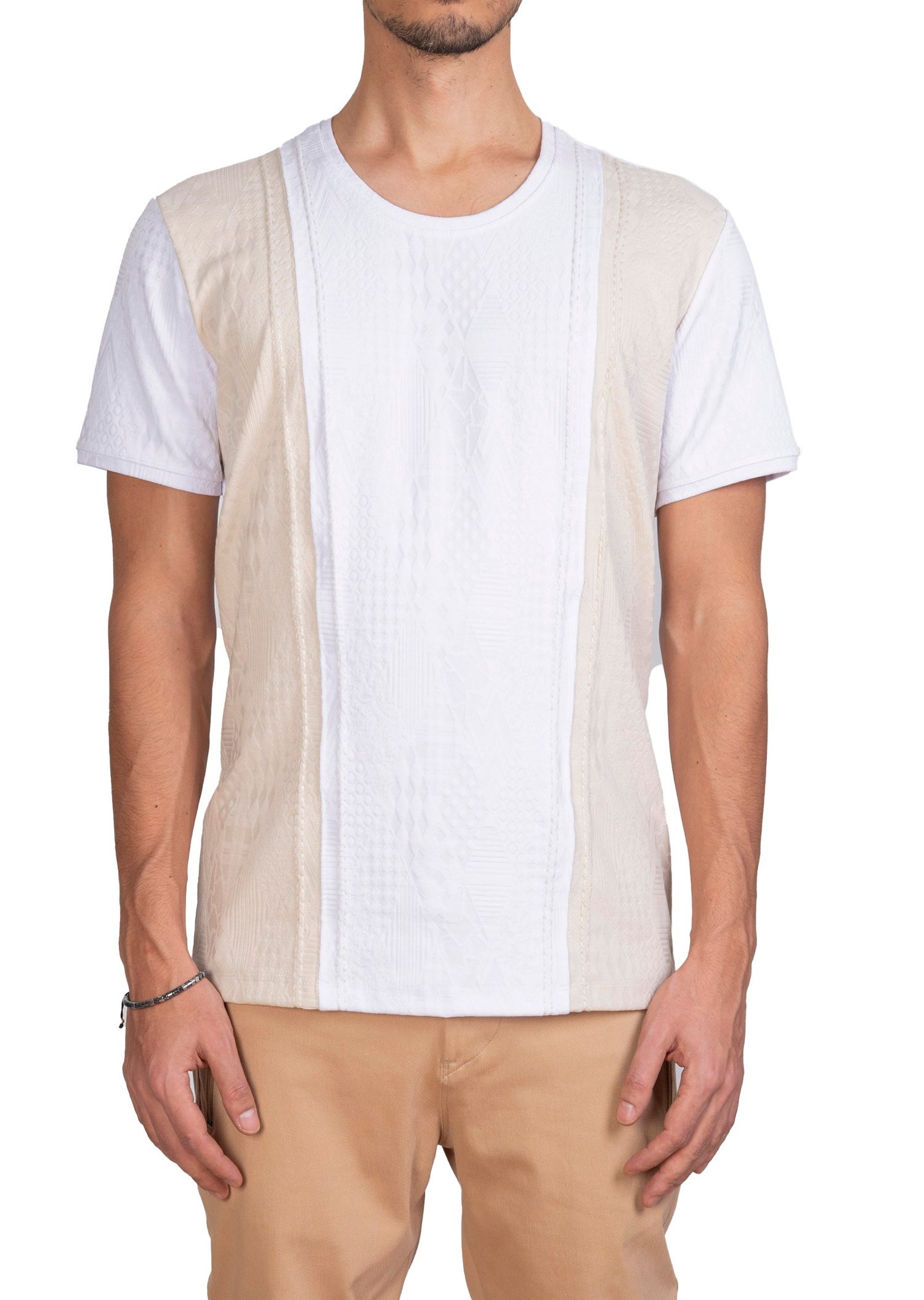 Mondo Jakarlı Garnili Beyaz T-Shirt