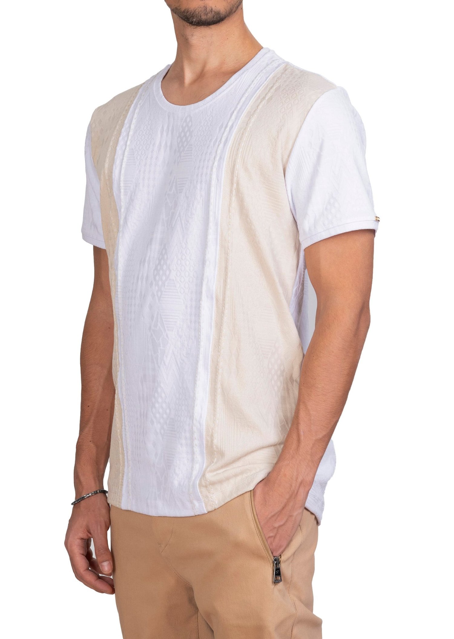 Mondo Jakarlı Garnili Beyaz T-Shirt