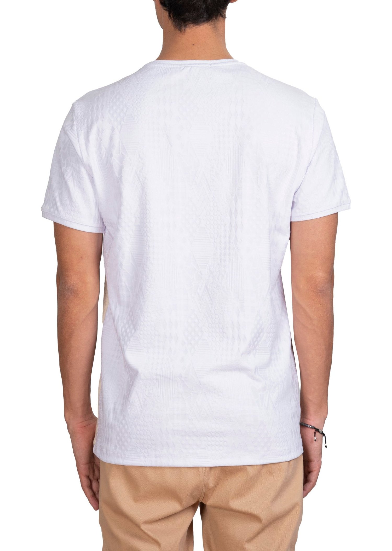 Mondo Jakarlı Garnili Beyaz T-Shirt