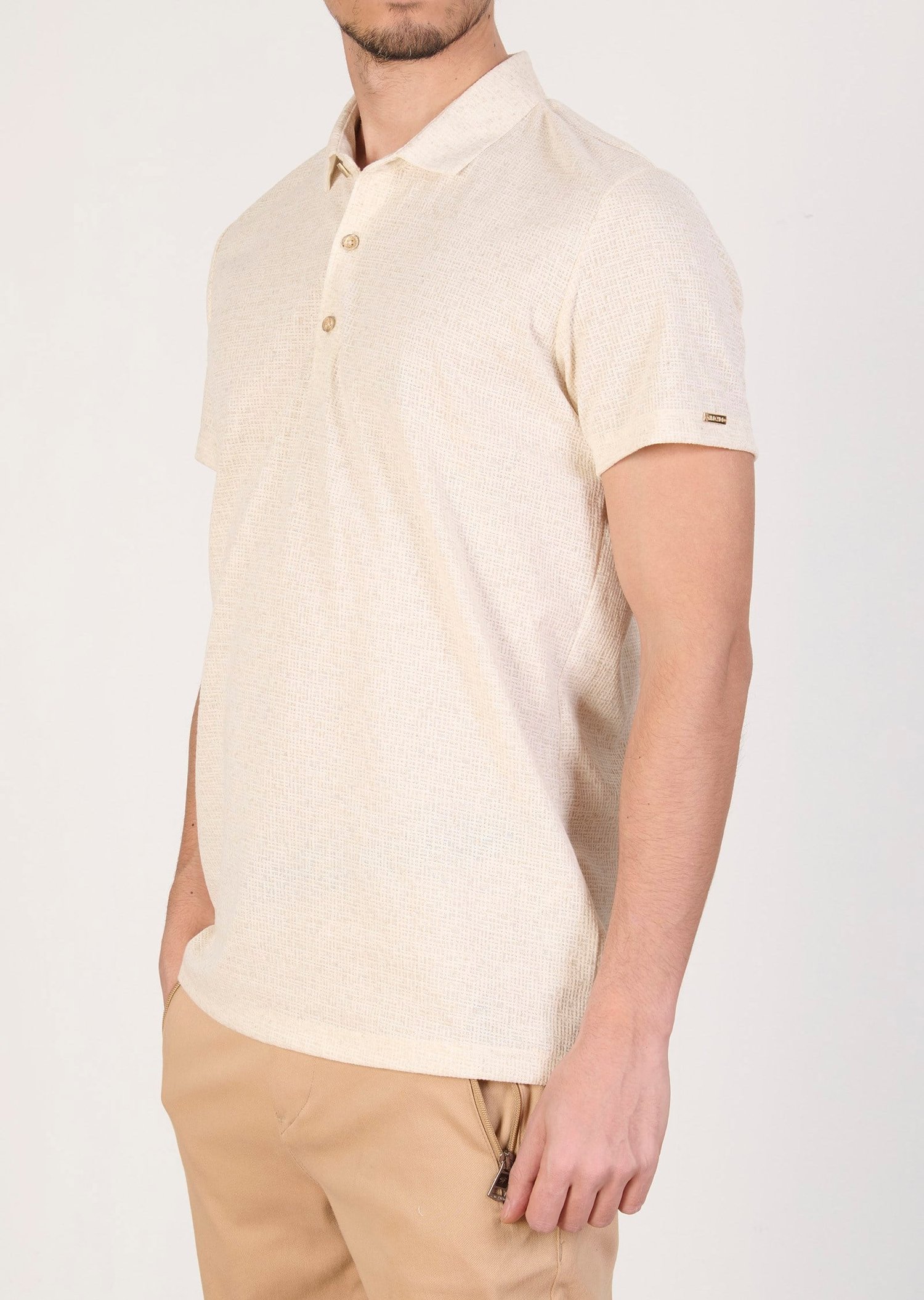 Mondo Jakarlı Krem Rengi Polo Yaka T-Shirt